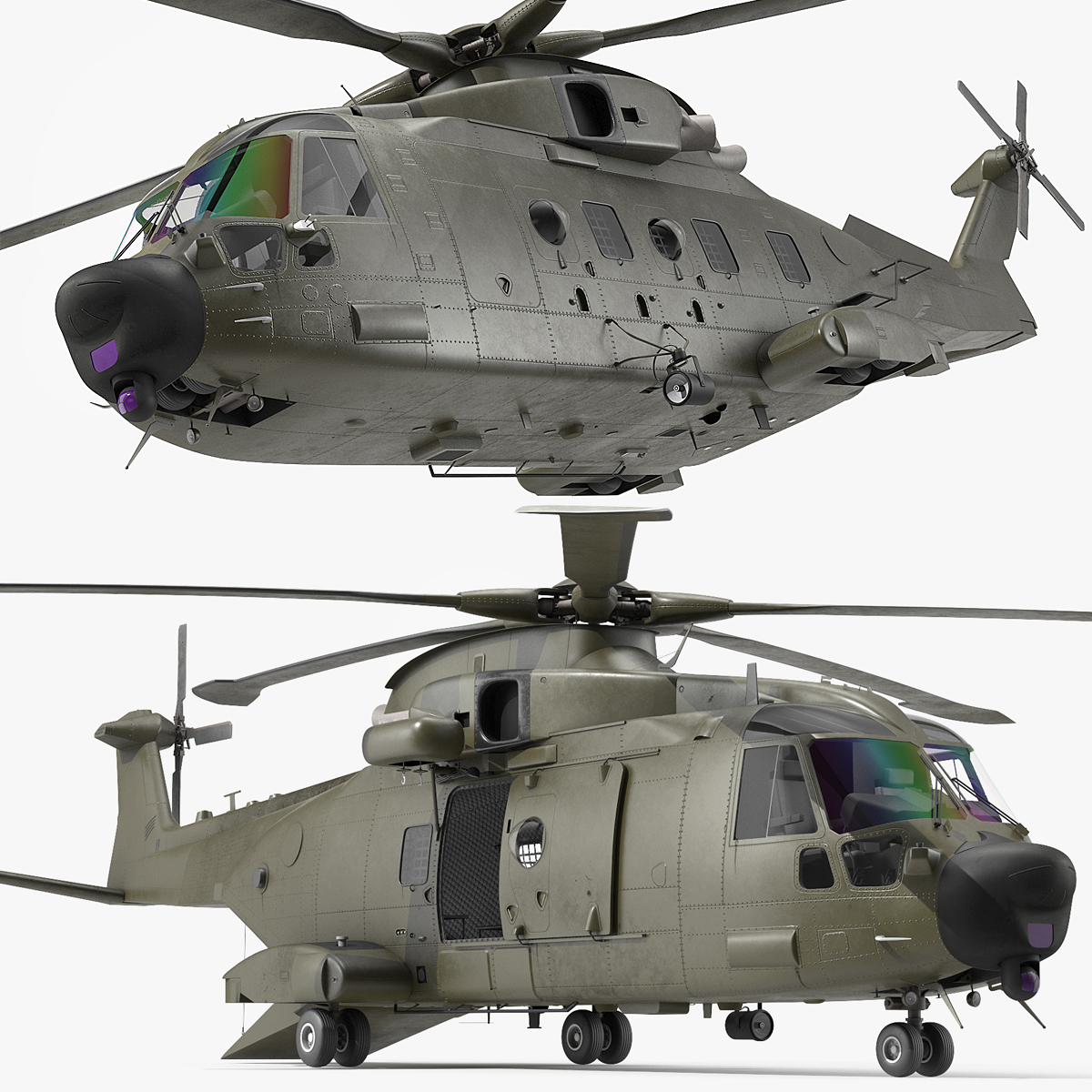 Medium Lift Military Helicopter Model 3D model preview