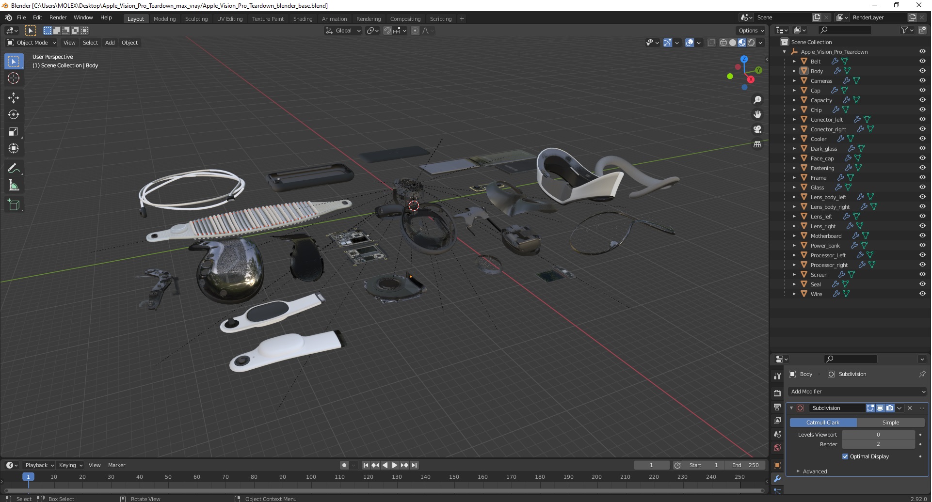3D model Apple Vision Pro Teardown
