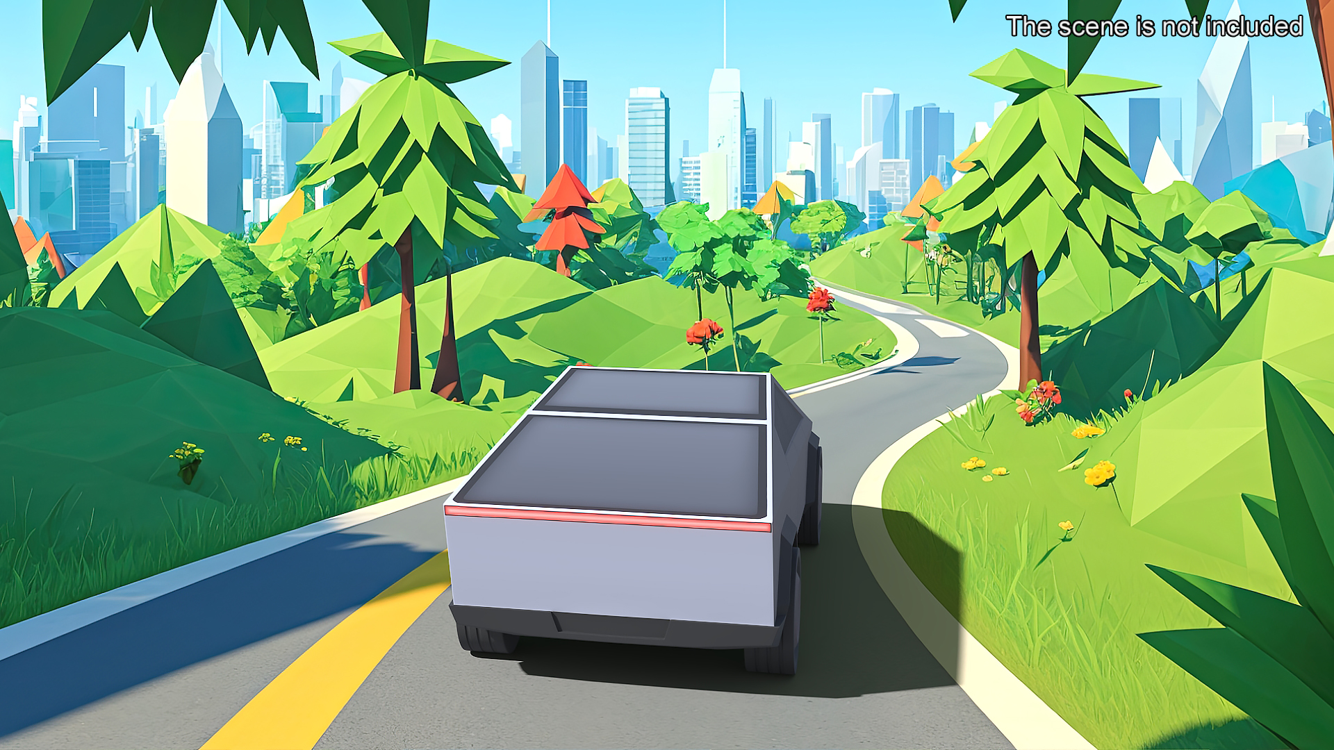 3D Cartoon Tesla Cybertruck Rigged