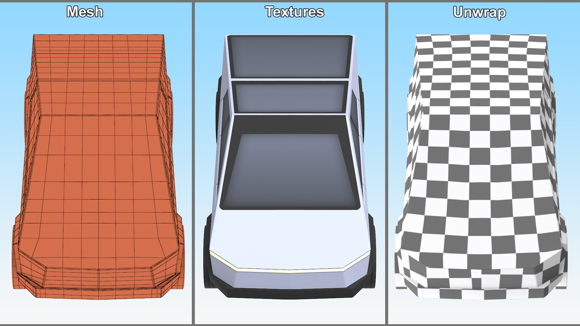 3D Cartoon Tesla Cybertruck Rigged
