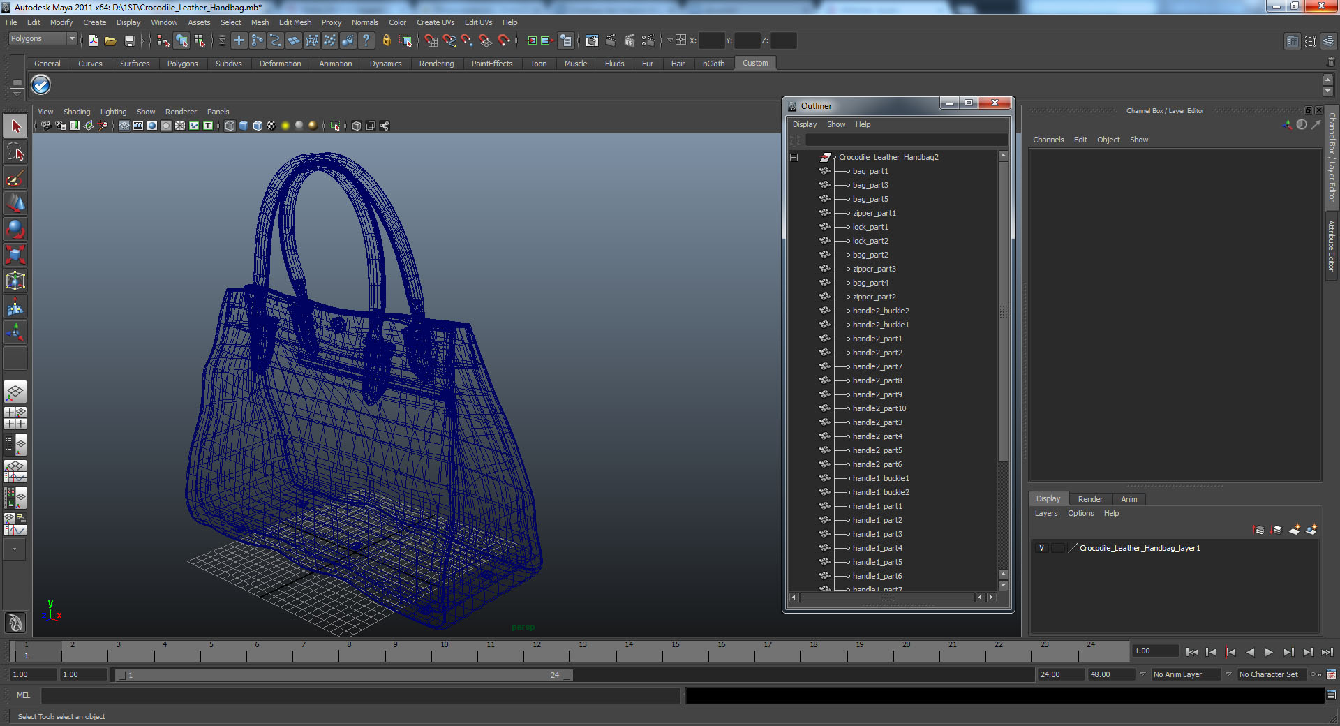 3D model Crocodile Leather Handbag