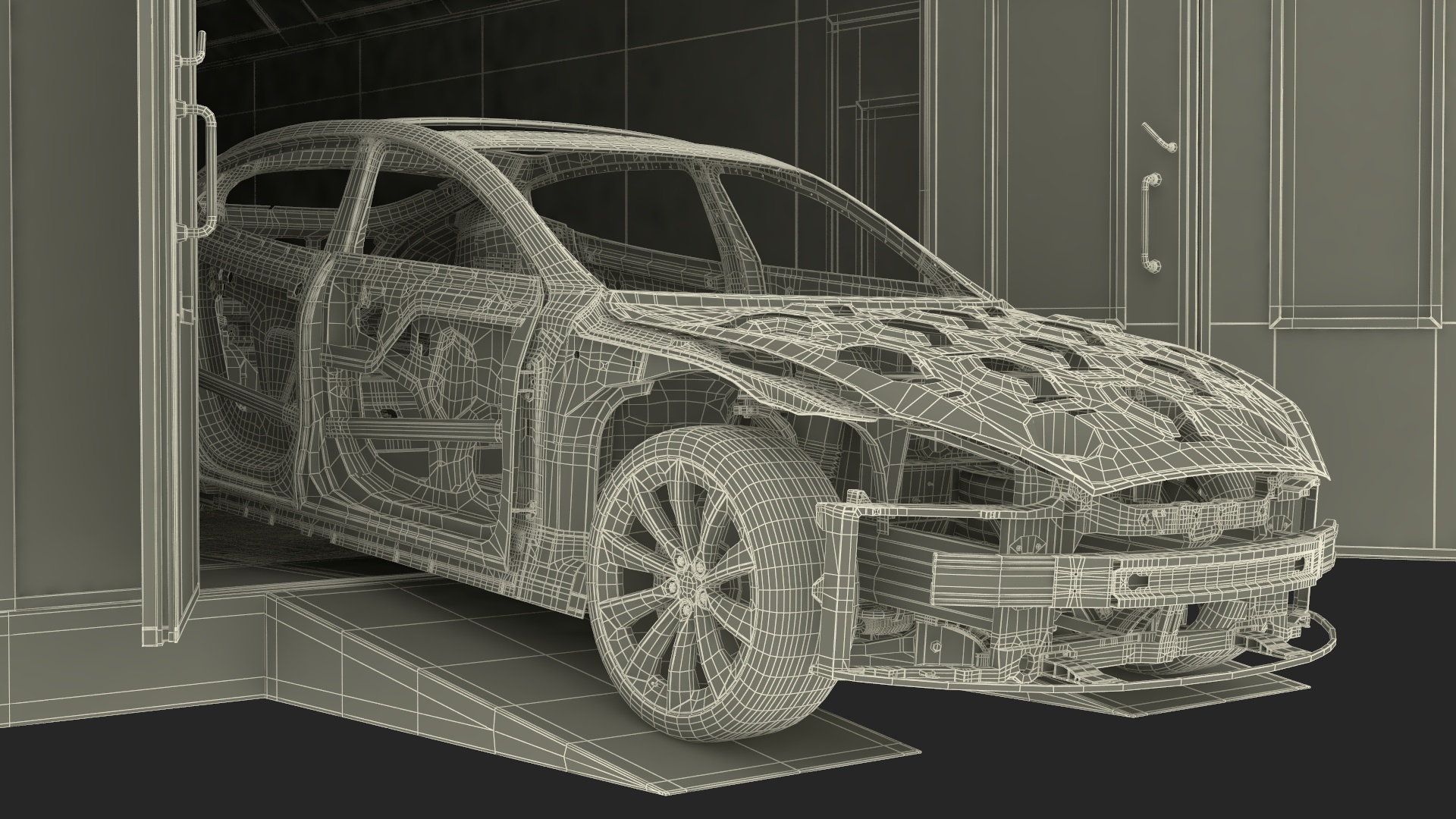 3D model Automotive Paint Booth with Vehicle