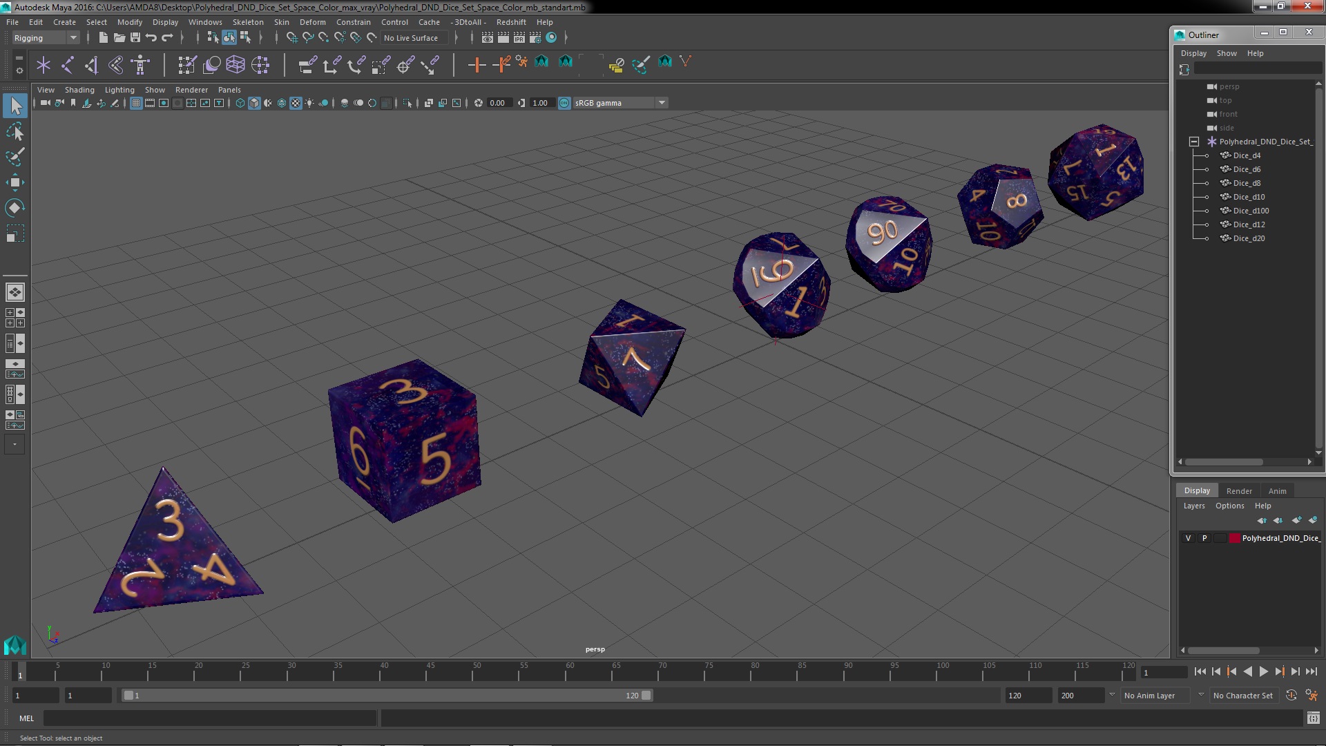 3D model Polyhedral DND Dice Set Space Color