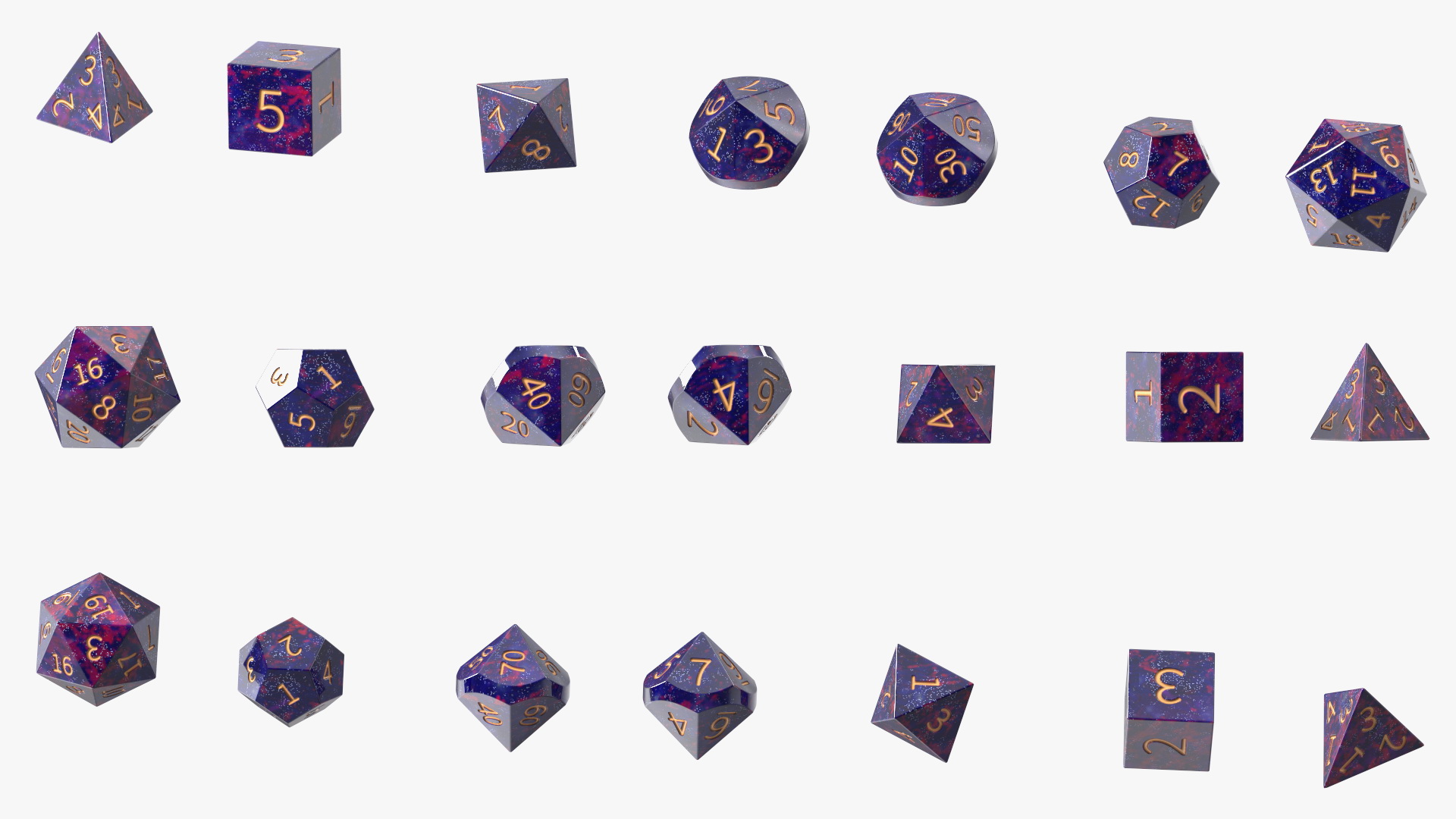 3D model Polyhedral DND Dice Set Space Color