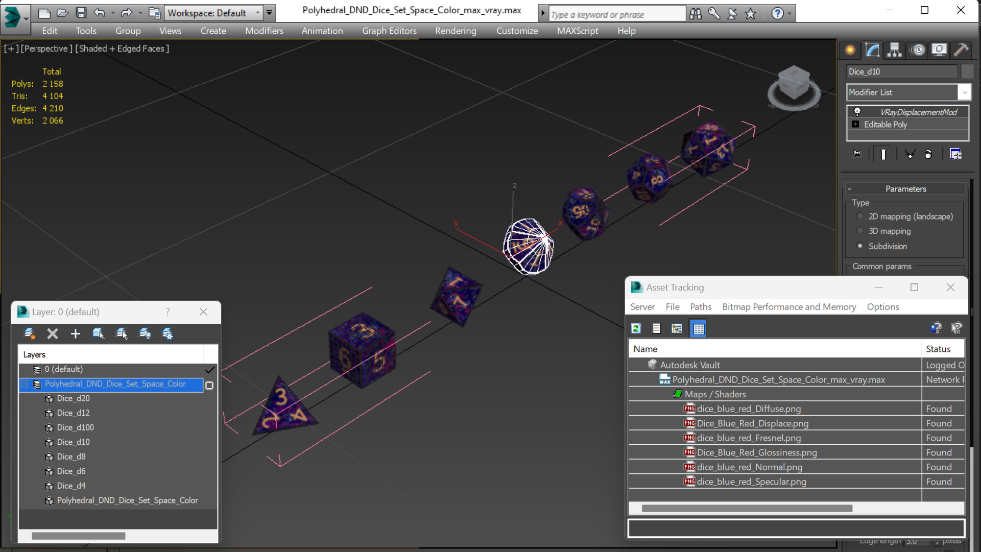 3D model Polyhedral DND Dice Set Space Color