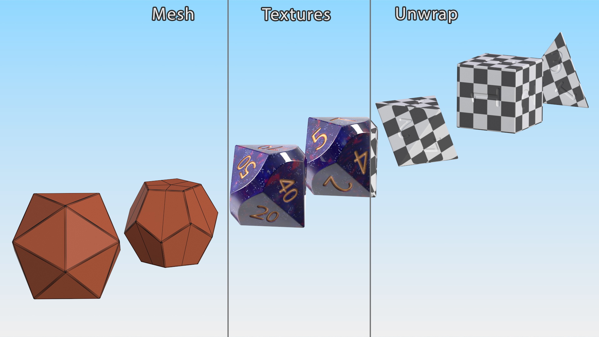3D model Polyhedral DND Dice Set Space Color