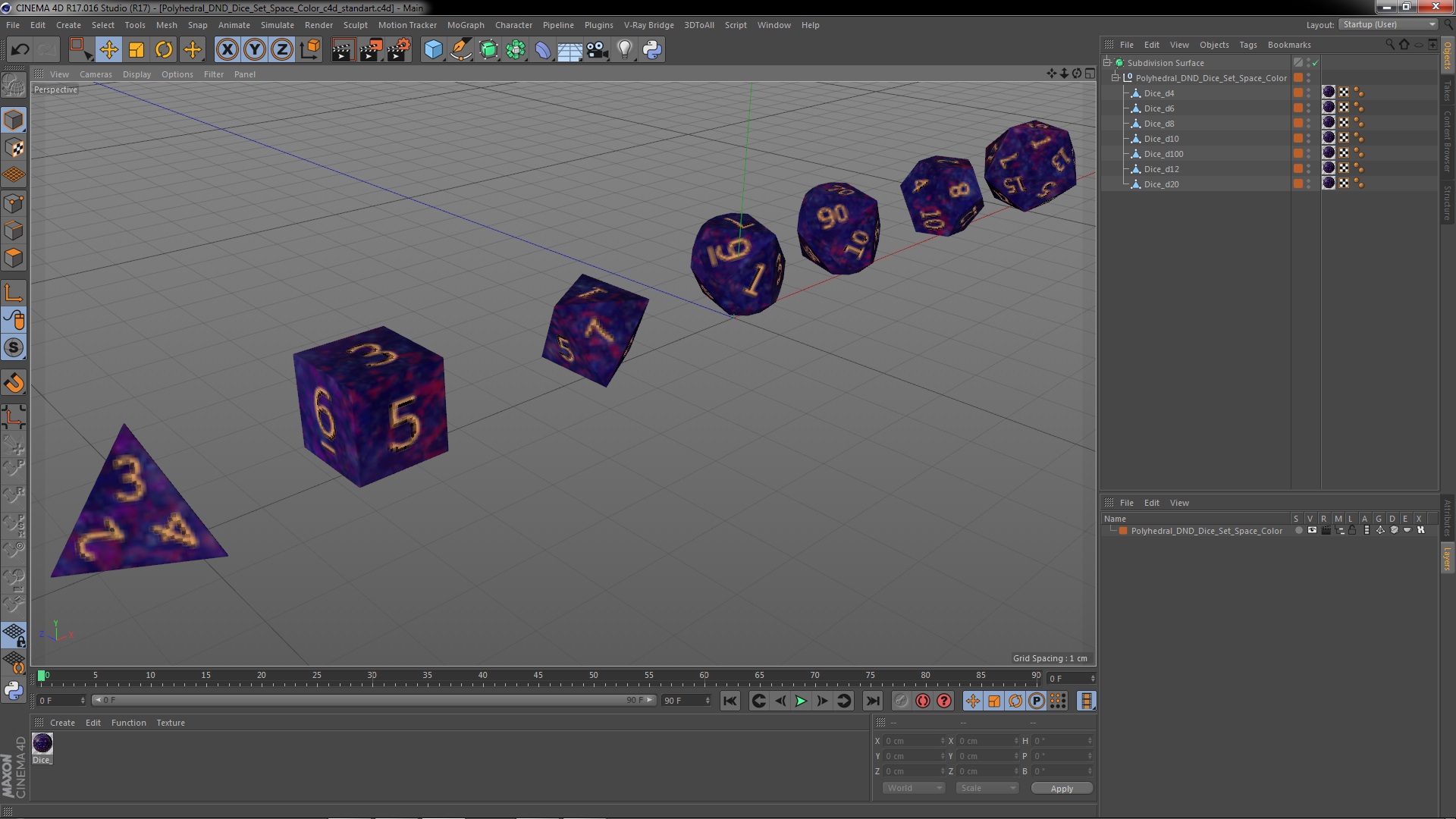 3D model Polyhedral DND Dice Set Space Color