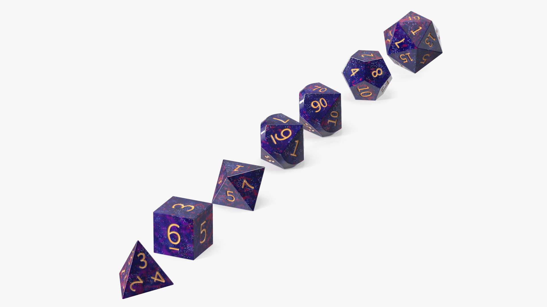 3D model Polyhedral DND Dice Set Space Color