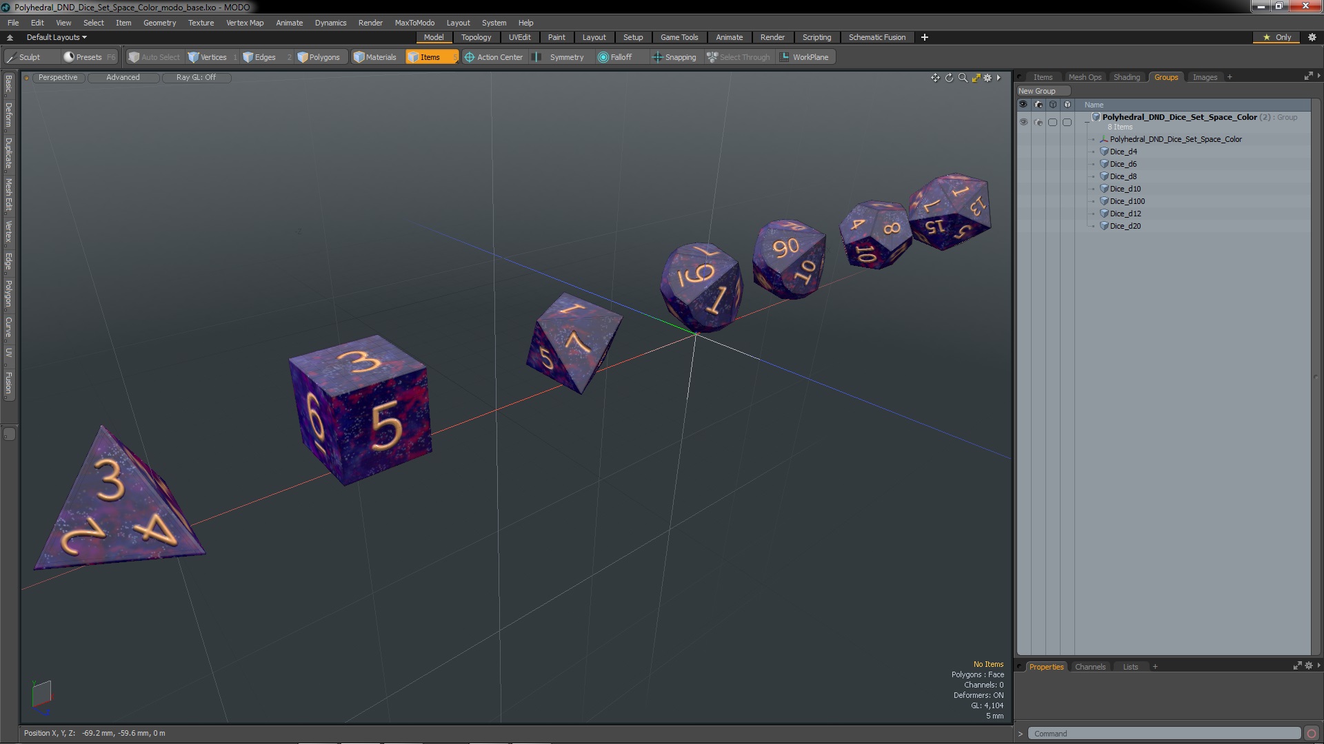3D model Polyhedral DND Dice Set Space Color