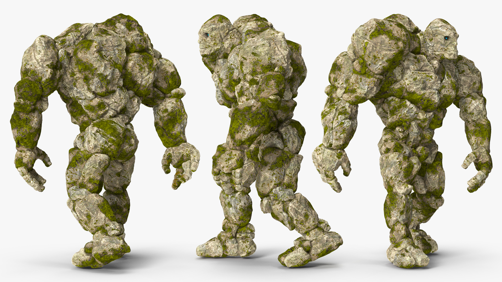 Stone Golem Character Walking Pose 3D model