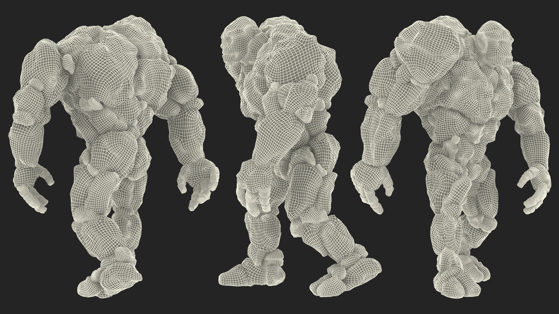 Stone Golem Character Walking Pose 3D model