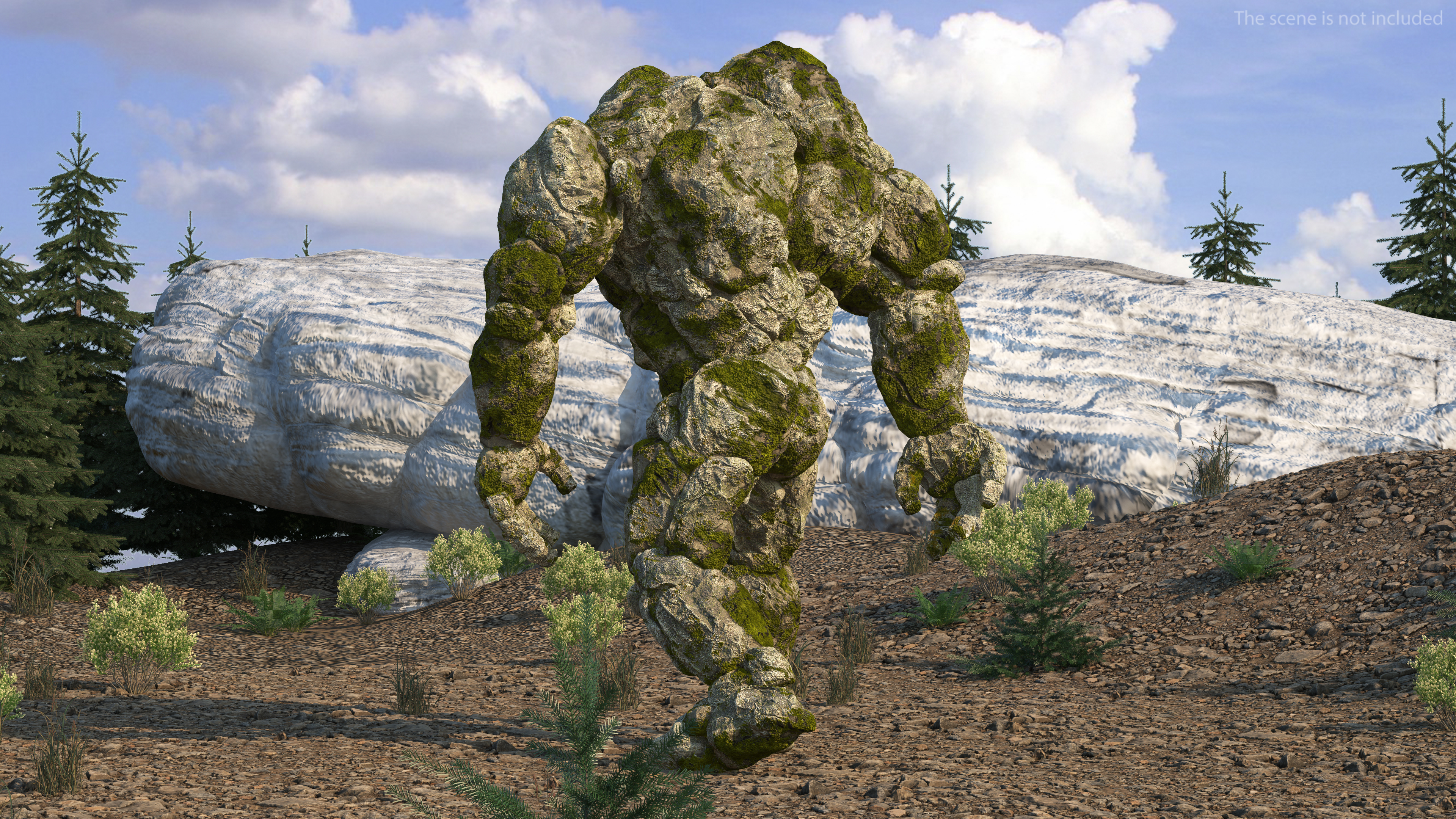 Stone Golem Character Walking Pose 3D model
