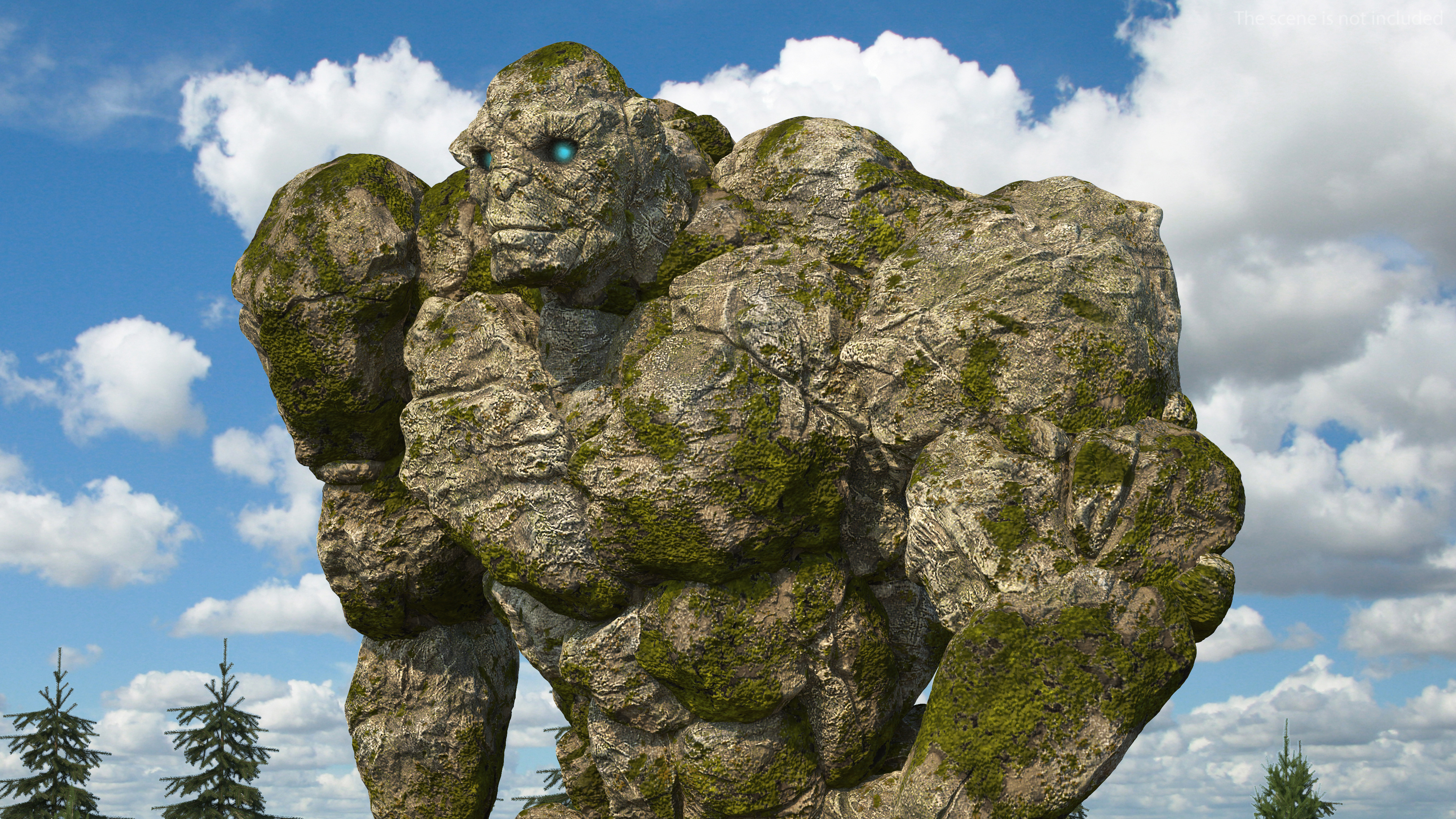 Stone Golem Character Walking Pose 3D model