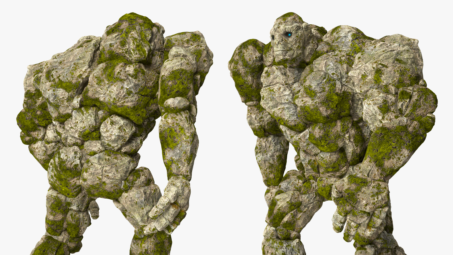Stone Golem Character Walking Pose 3D model