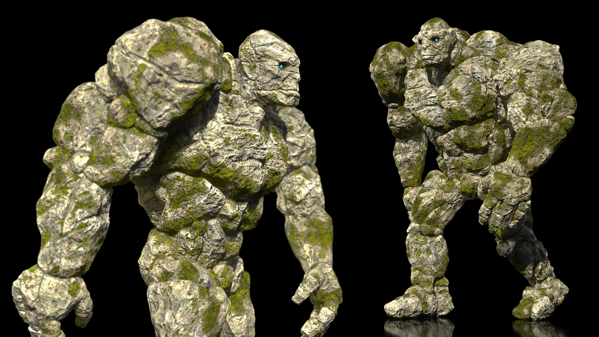 Stone Golem Character Walking Pose 3D model