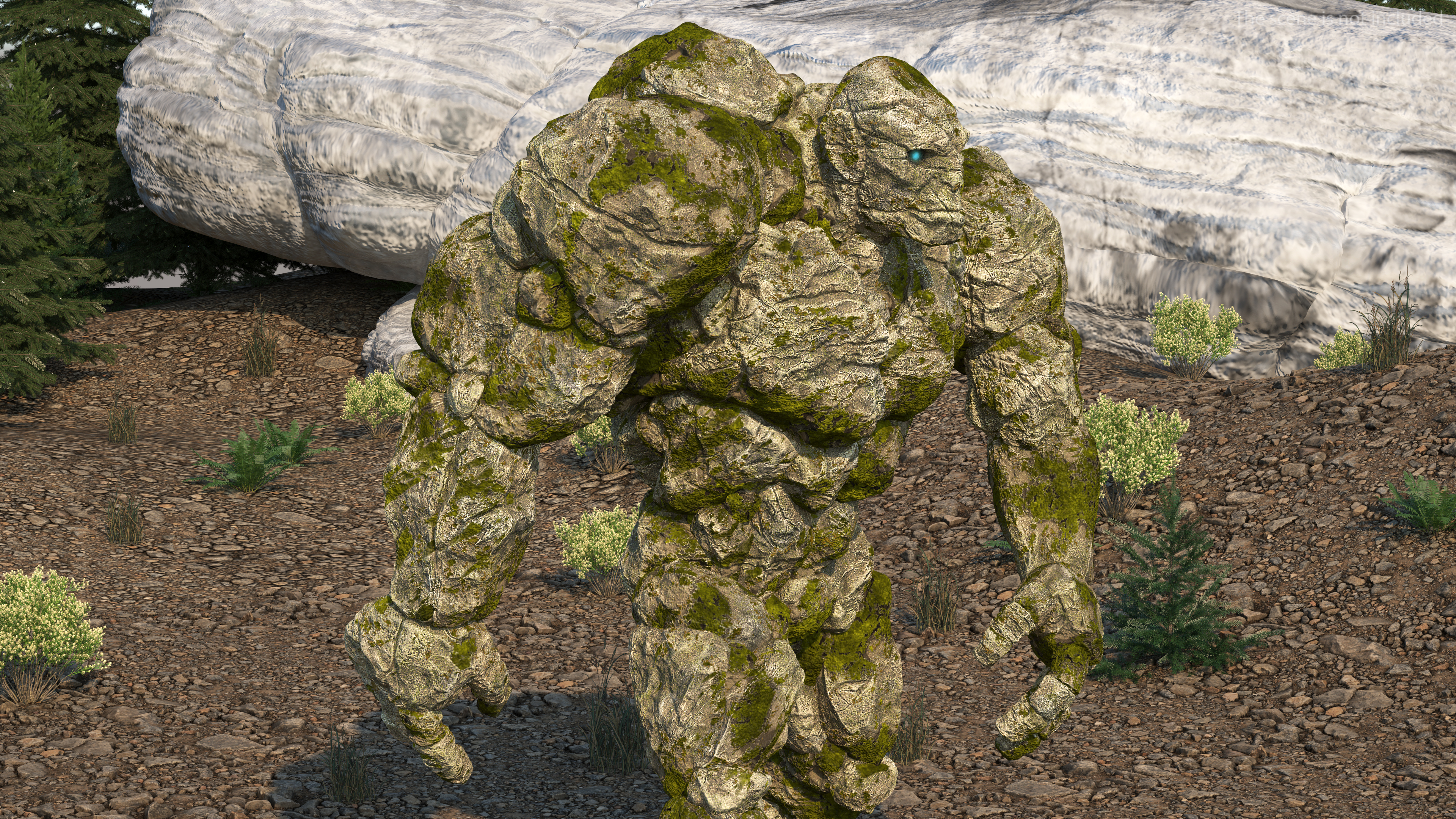 Stone Golem Character Walking Pose 3D model