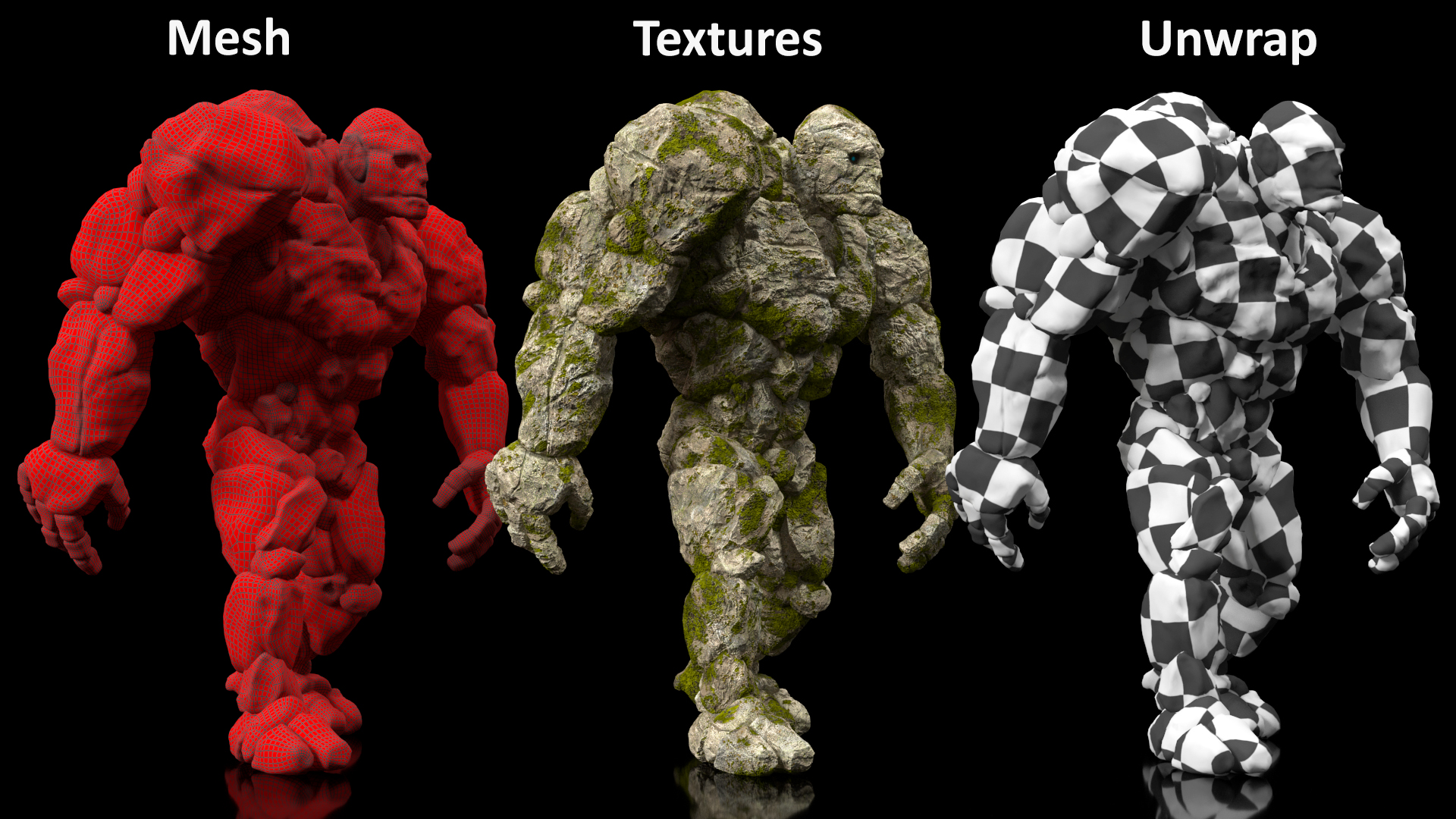 Stone Golem Character Walking Pose 3D model