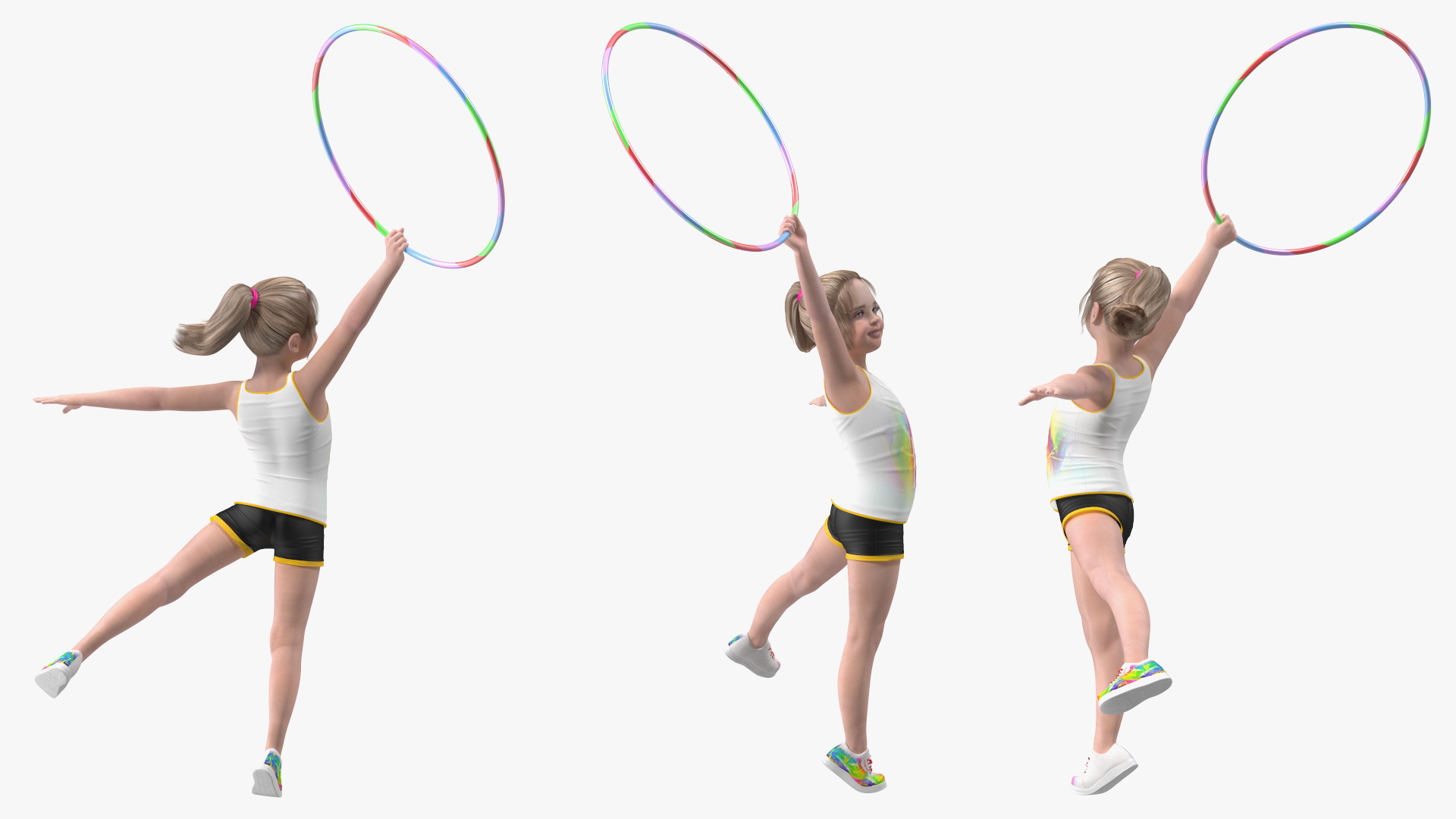 3D Sport Style Girl Child with Hoop Rigged for Maya model