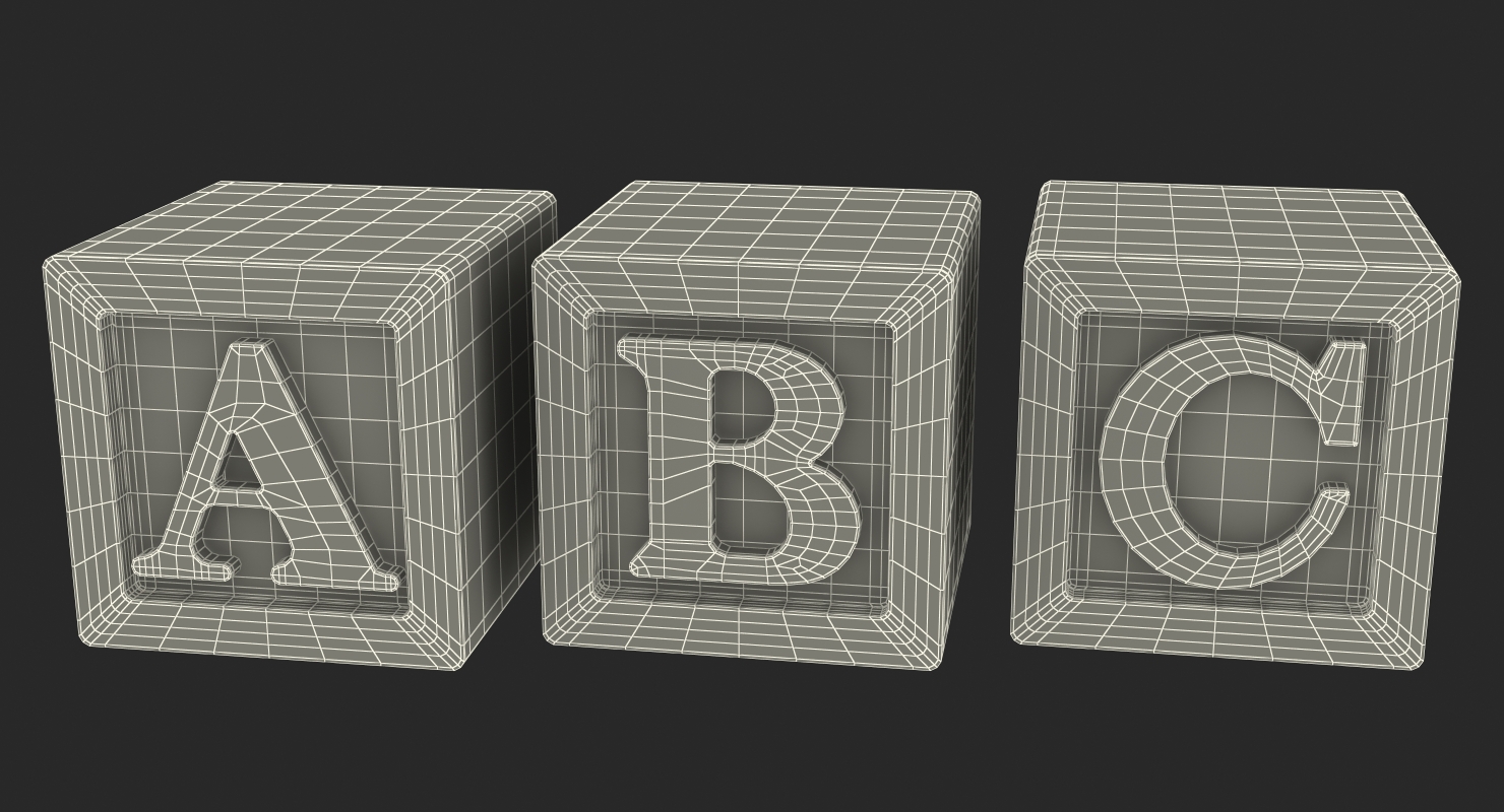 Baby Alphabet Wooden Blocks 3D