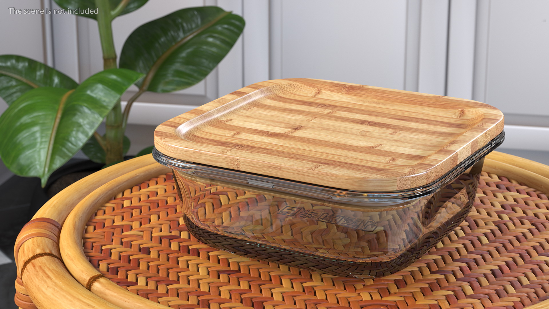 3D model Glass Storage Container with Bamboo Lid 600ml
