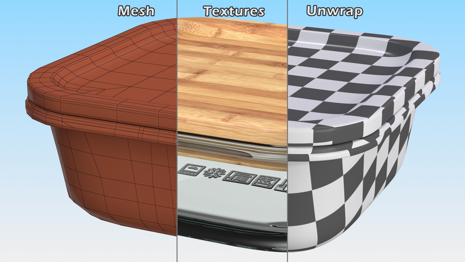 3D model Glass Storage Container with Bamboo Lid 600ml
