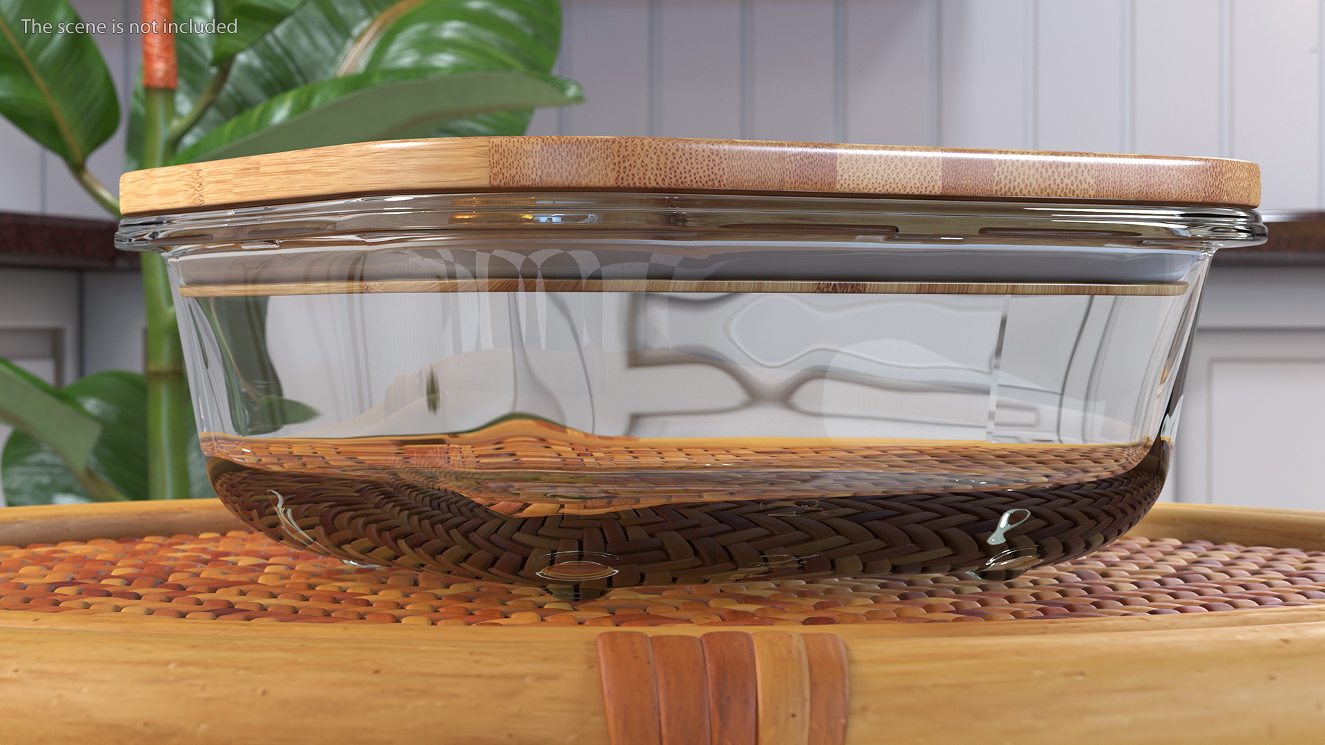 3D model Glass Storage Container with Bamboo Lid 600ml