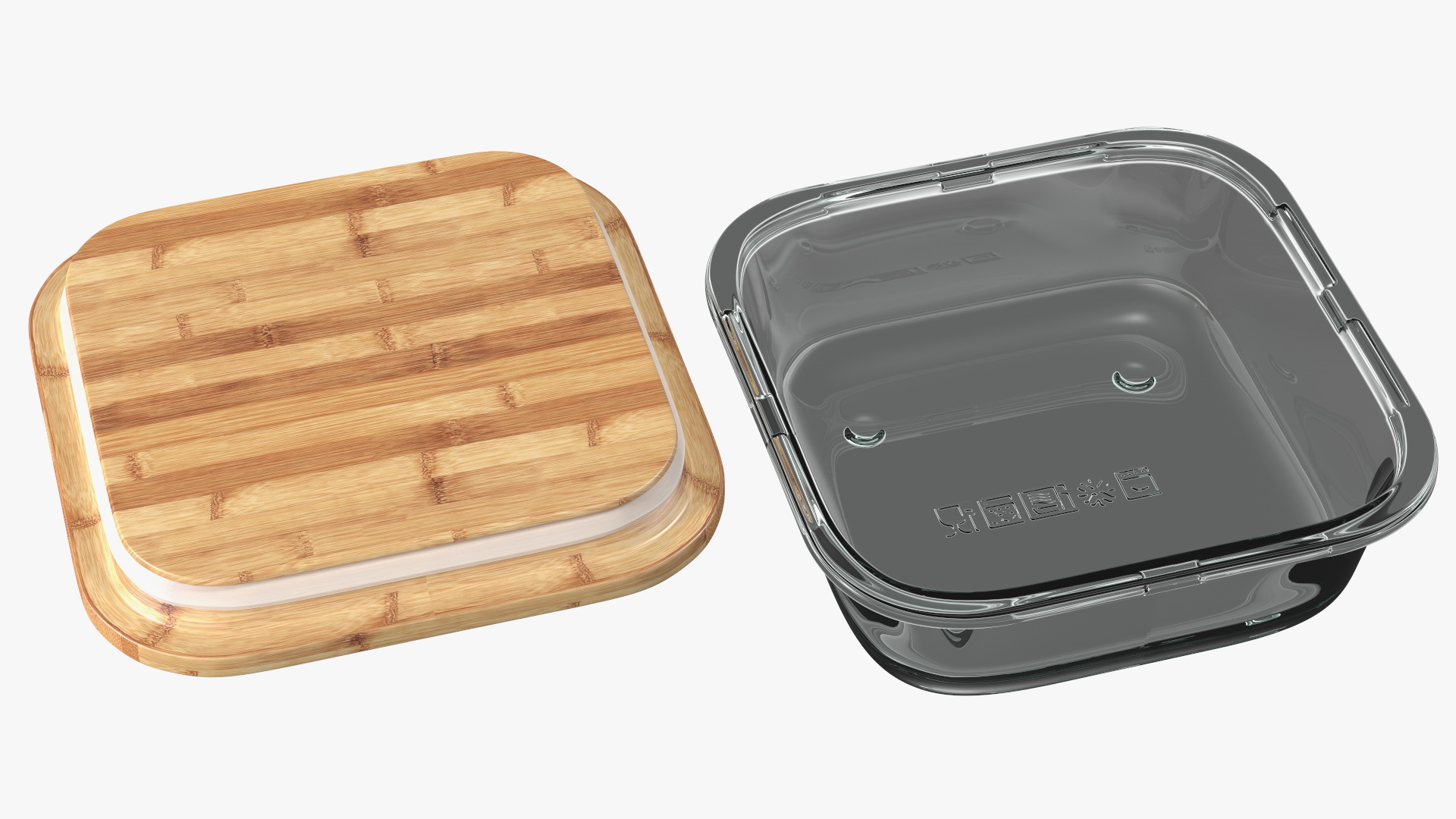 3D model Glass Storage Container with Bamboo Lid 600ml