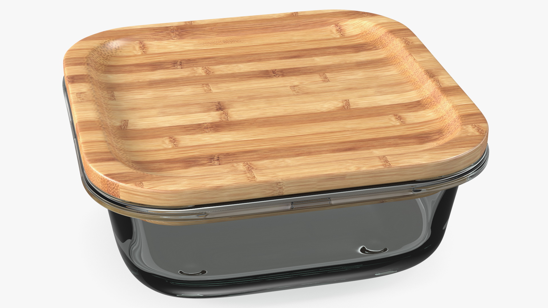 3D model Glass Storage Container with Bamboo Lid 600ml