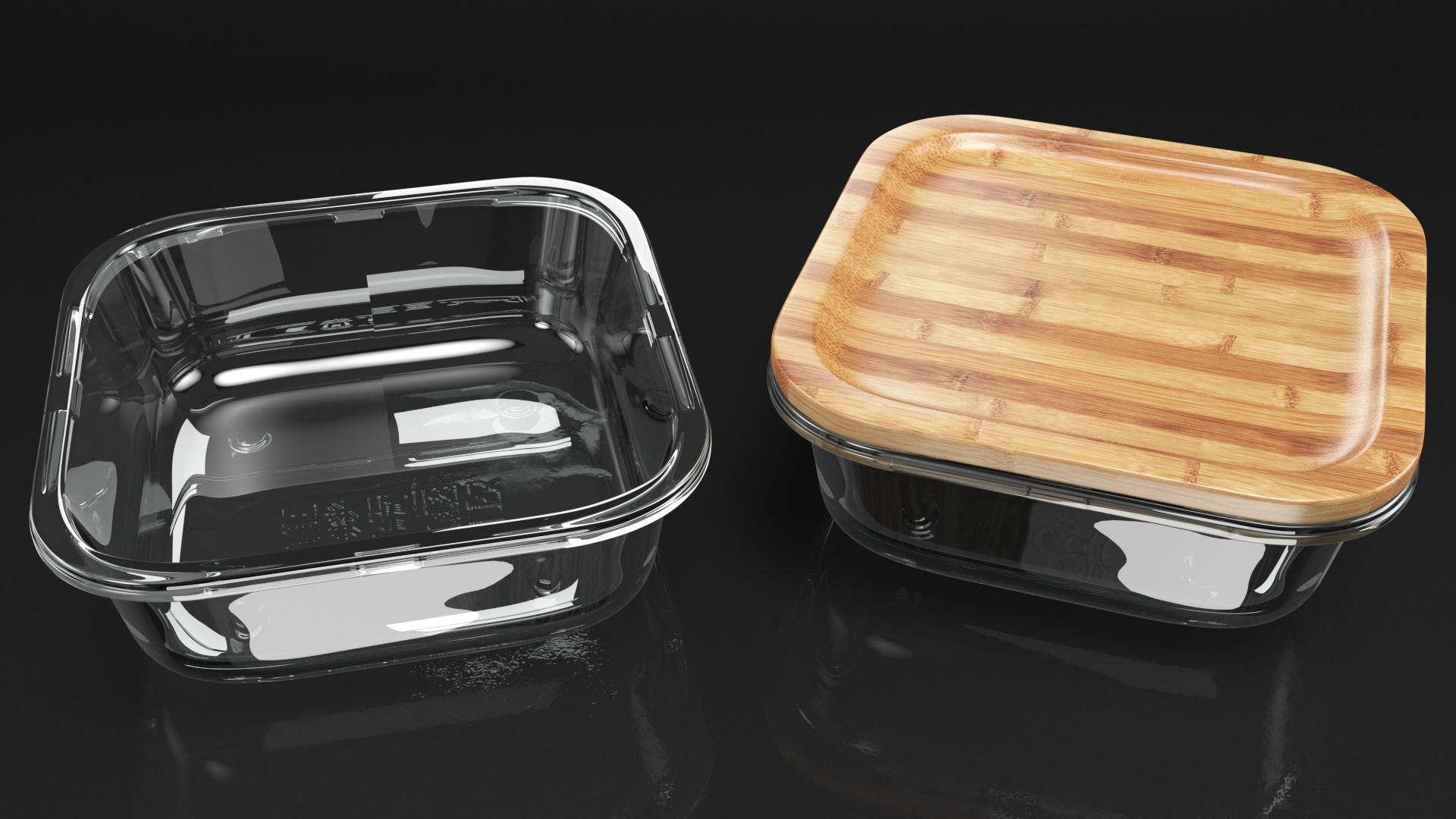 3D model Glass Storage Container with Bamboo Lid 600ml