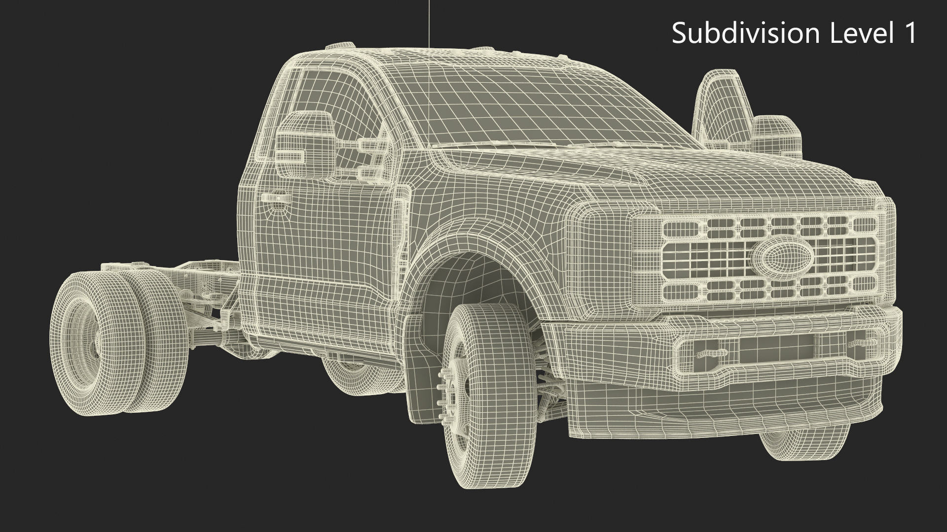 Ford Super Duty F-550 Lariat 2023 Bare Chassis White Rigged 3D model