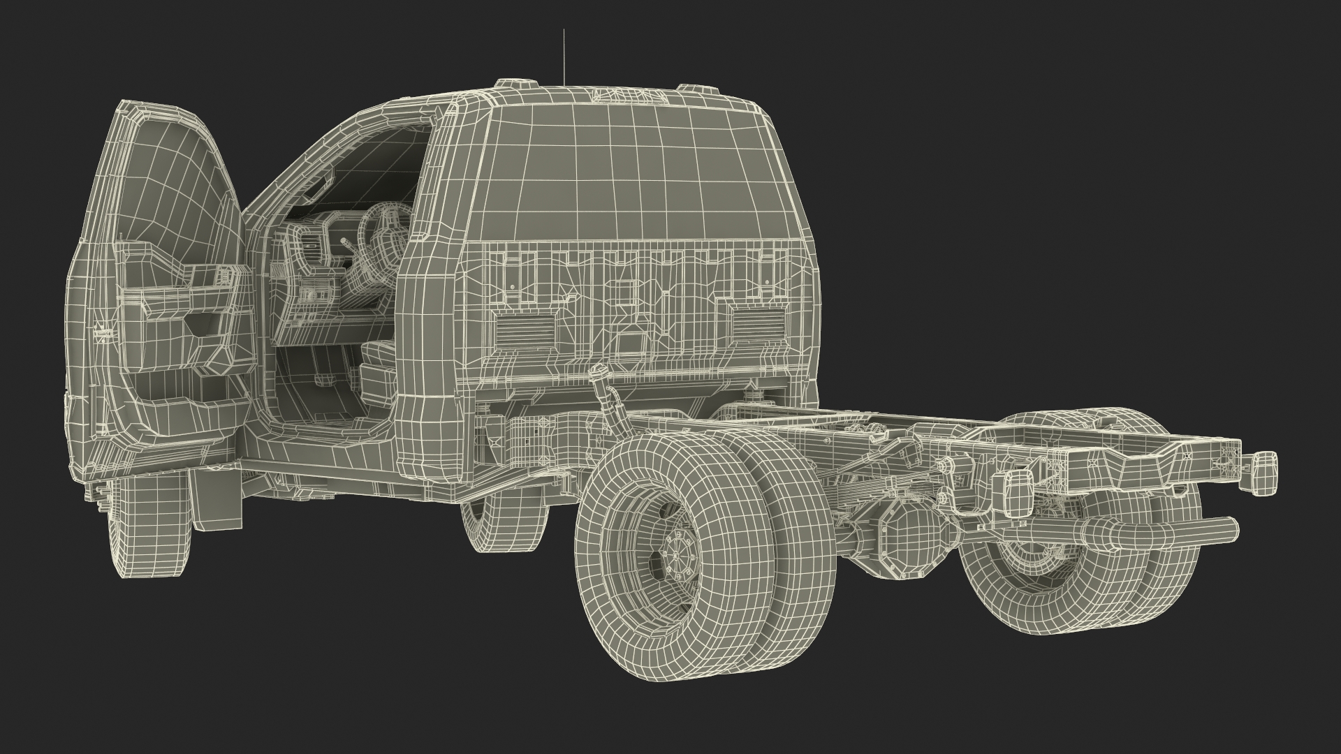Ford Super Duty F-550 Lariat 2023 Bare Chassis White Rigged 3D model