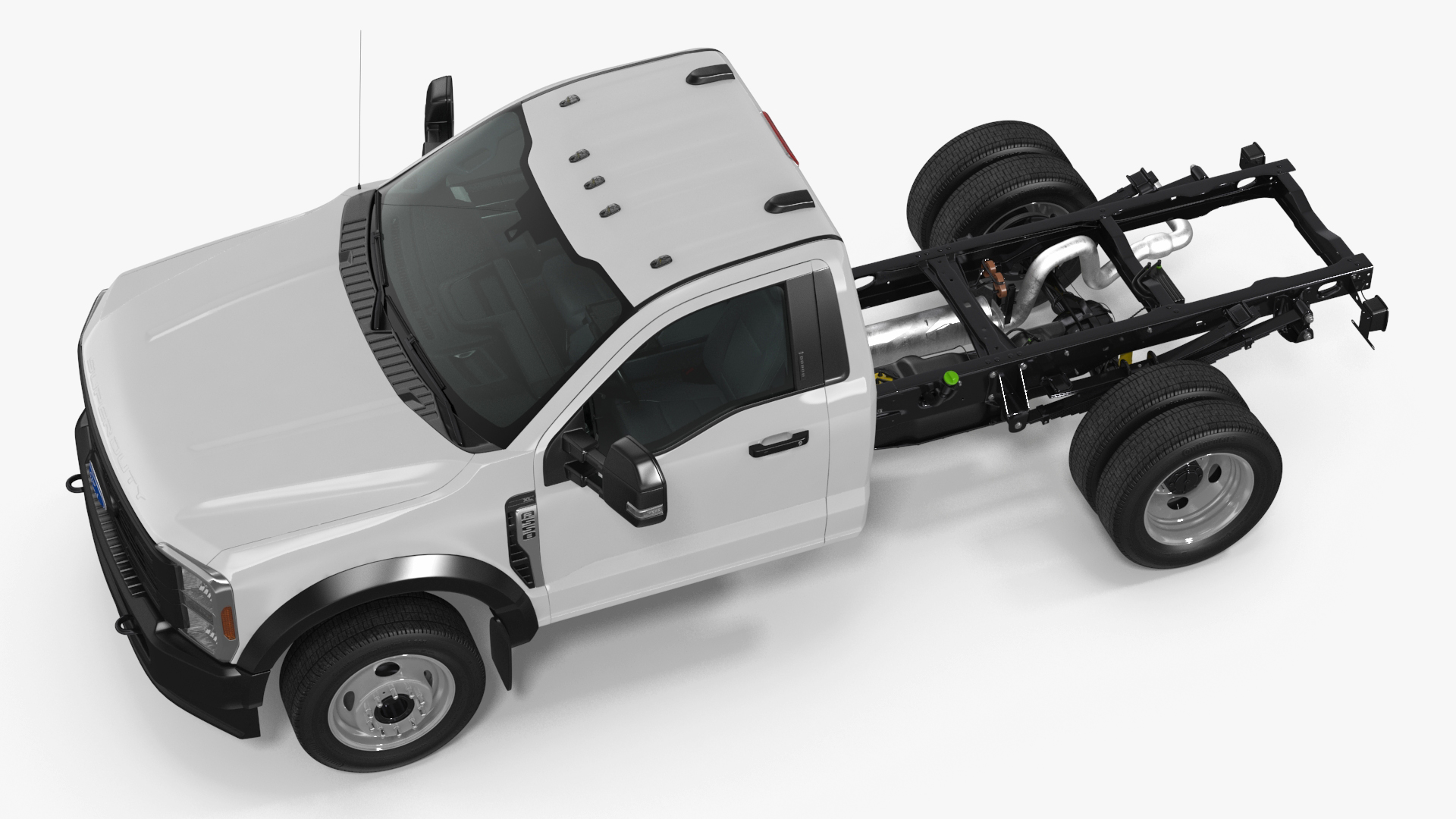 Ford Super Duty F-550 Lariat 2023 Bare Chassis White Rigged 3D model