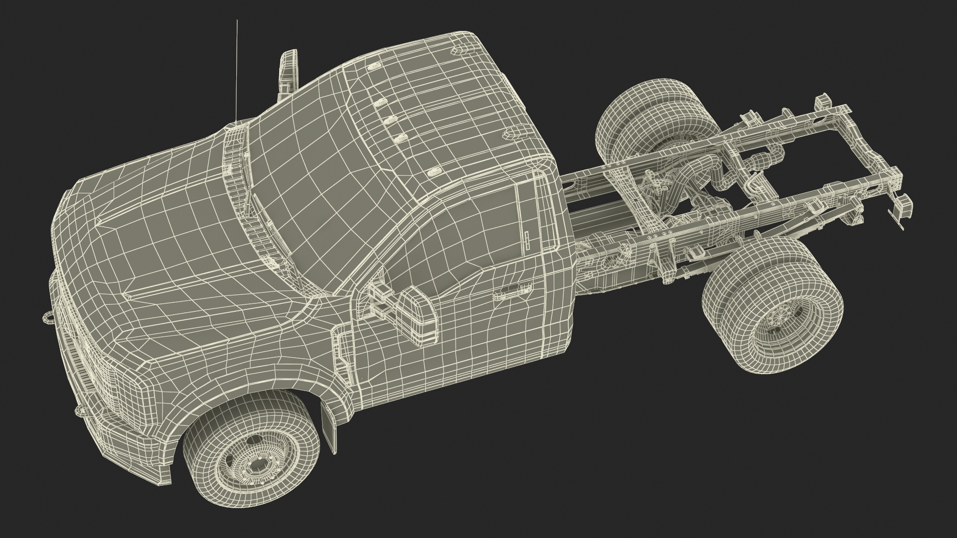 Ford Super Duty F-550 Lariat 2023 Bare Chassis White Rigged 3D model