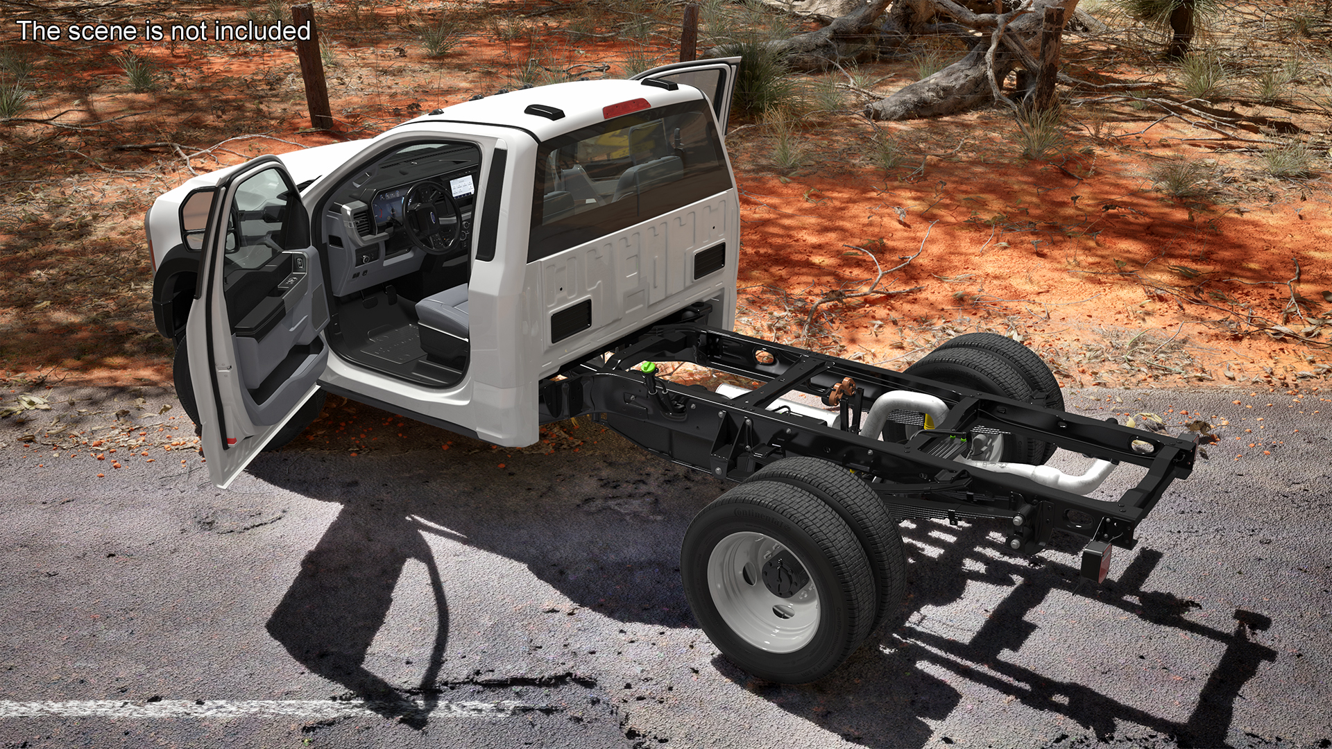 Ford Super Duty F-550 Lariat 2023 Bare Chassis White Rigged 3D model