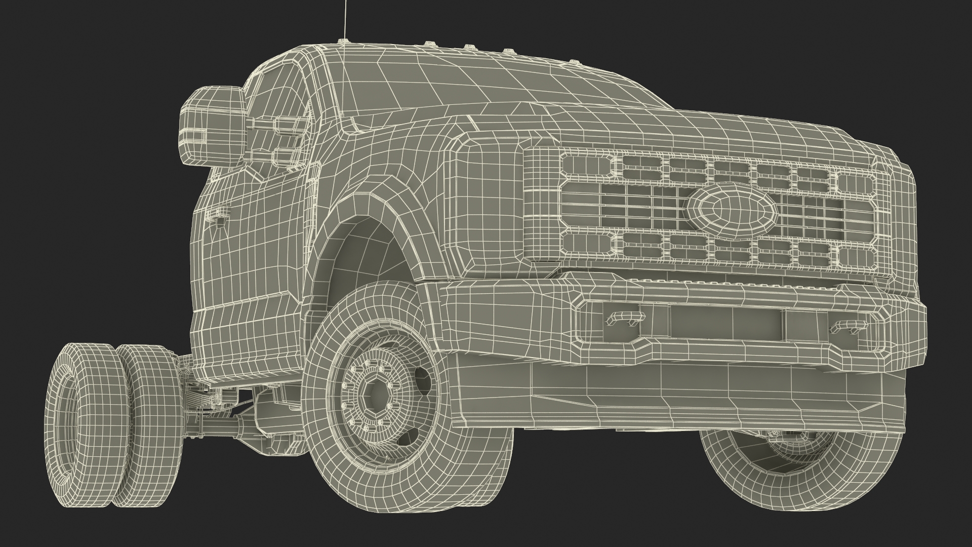 Ford Super Duty F-550 Lariat 2023 Bare Chassis White Rigged 3D model
