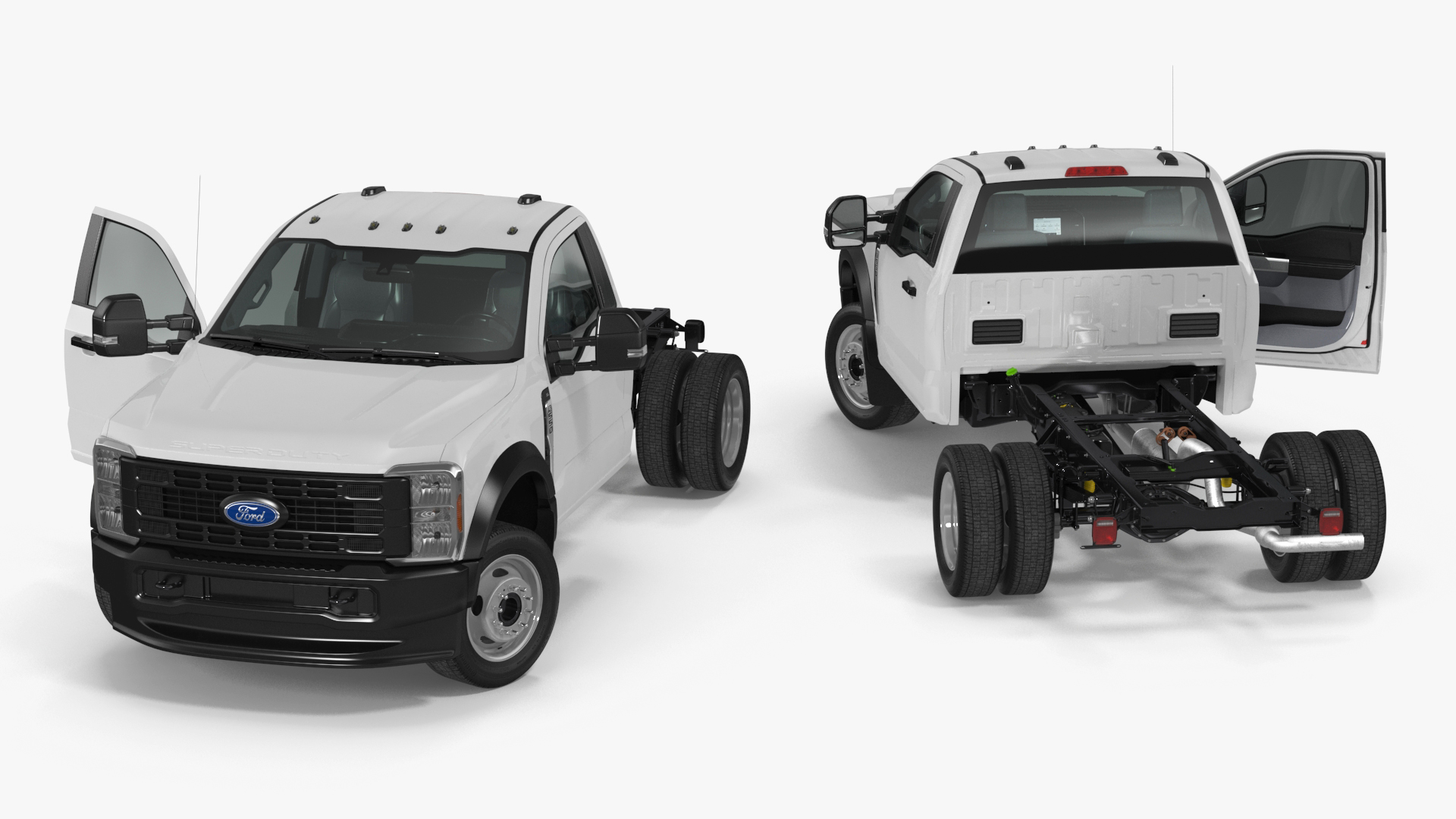 Ford Super Duty F-550 Lariat 2023 Bare Chassis White Rigged 3D model