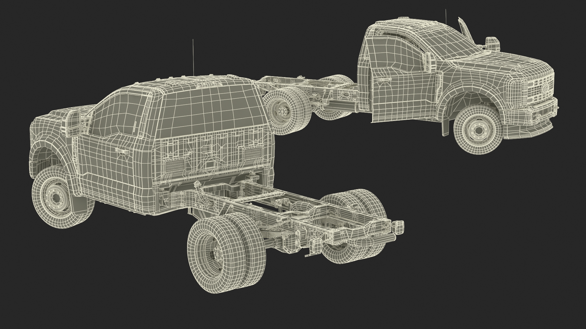 Ford Super Duty F-550 Lariat 2023 Bare Chassis White Rigged 3D model