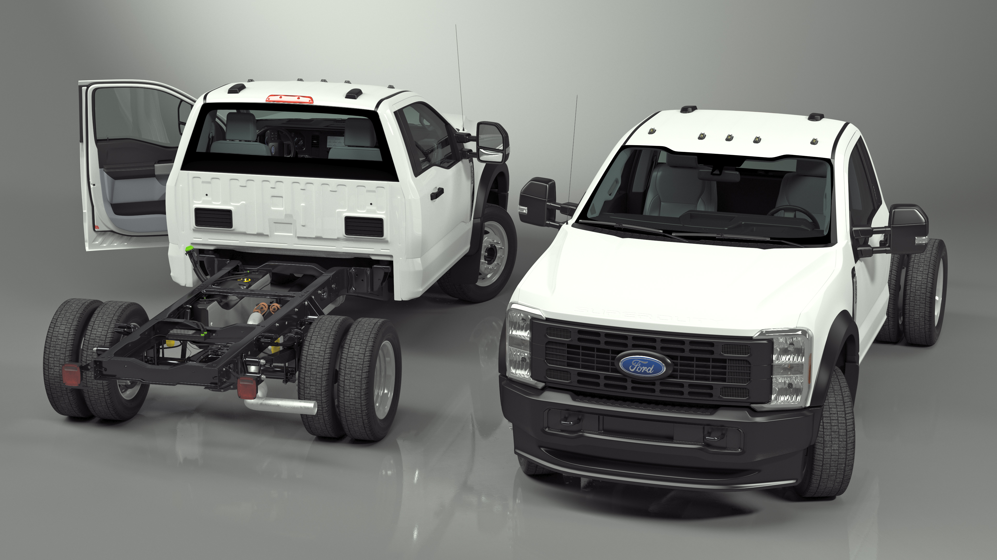 Ford Super Duty F-550 Lariat 2023 Bare Chassis White Rigged 3D model