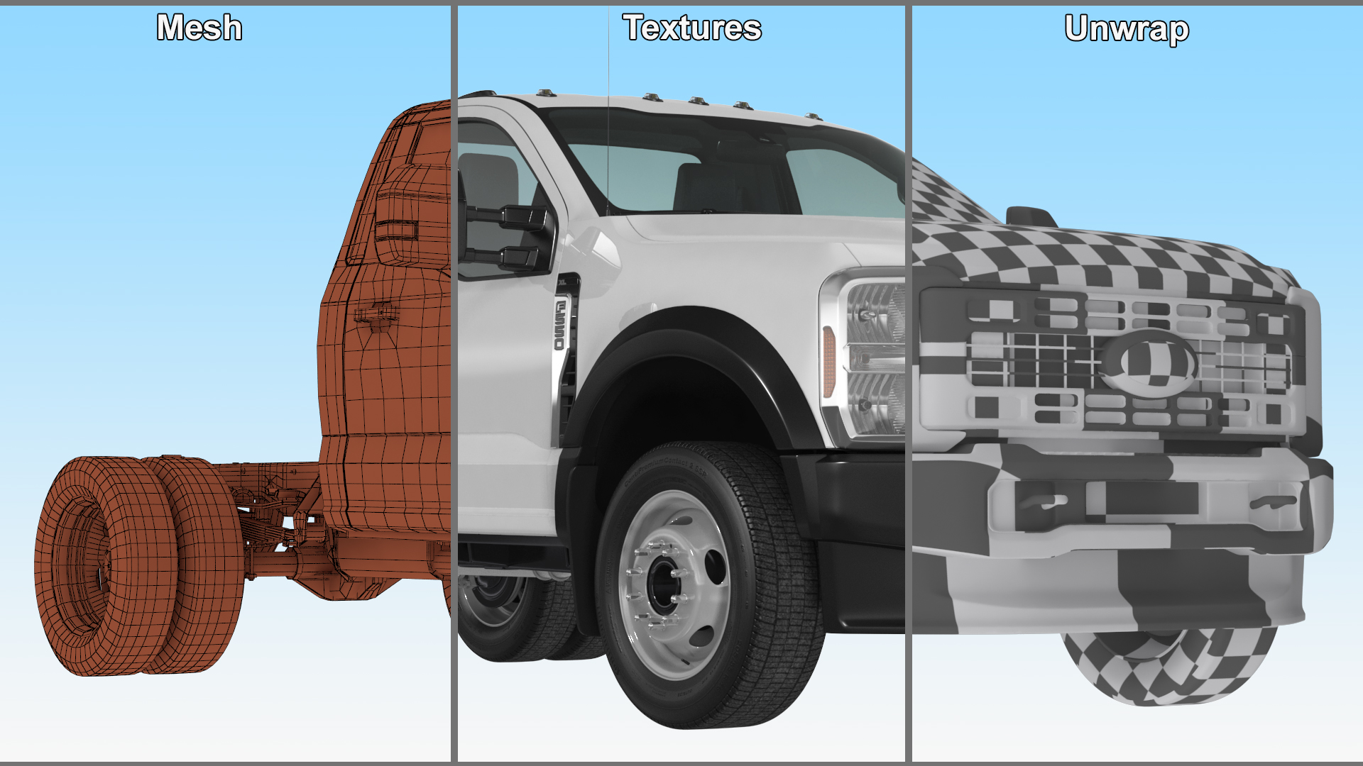 Ford Super Duty F-550 Lariat 2023 Bare Chassis White Rigged 3D model