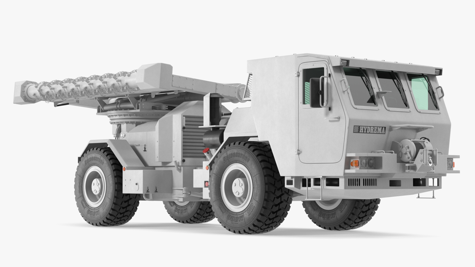 3D White Mine Clearing Vehicle Hydrema 910 Rigged