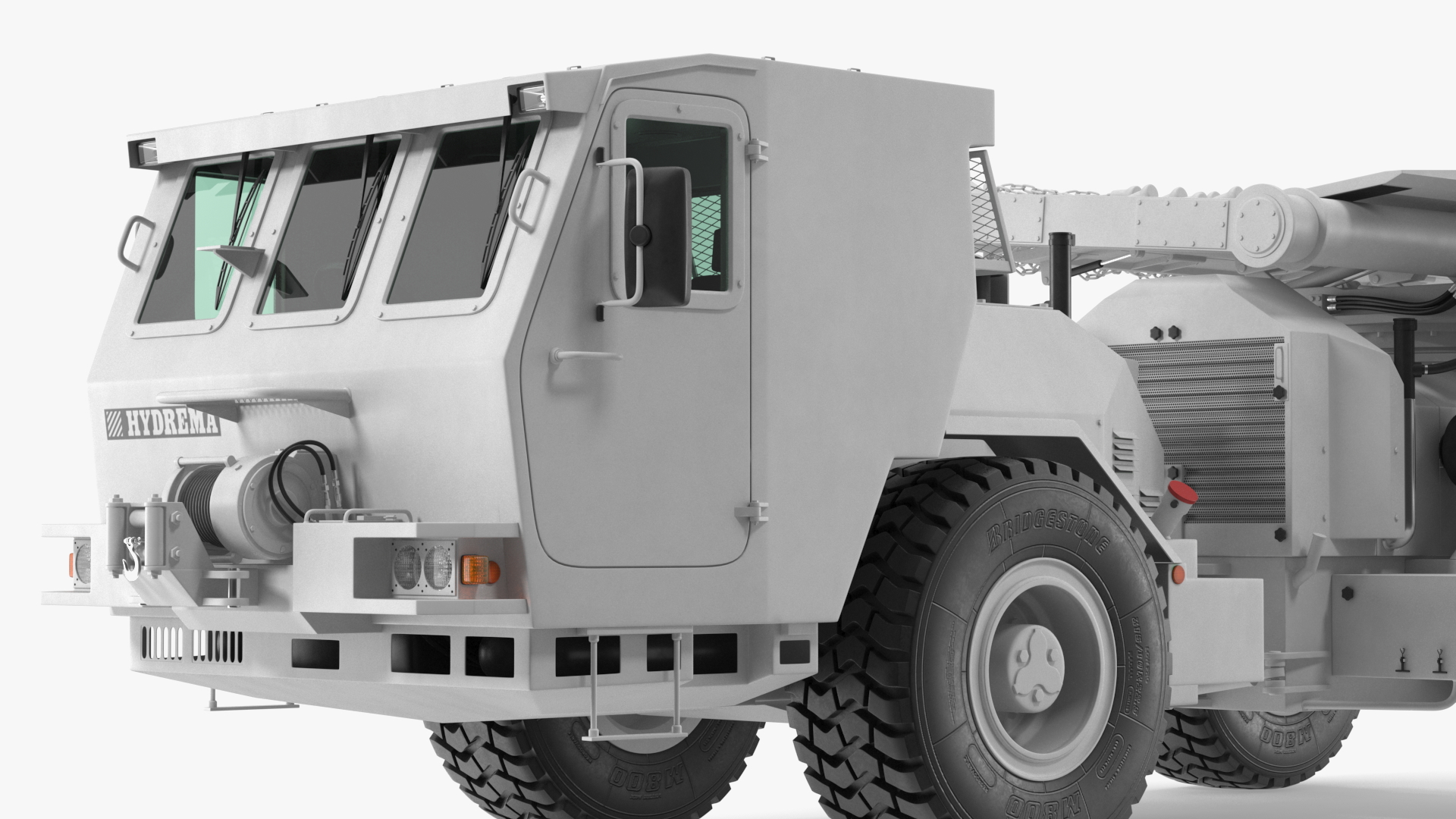 3D White Mine Clearing Vehicle Hydrema 910 Rigged