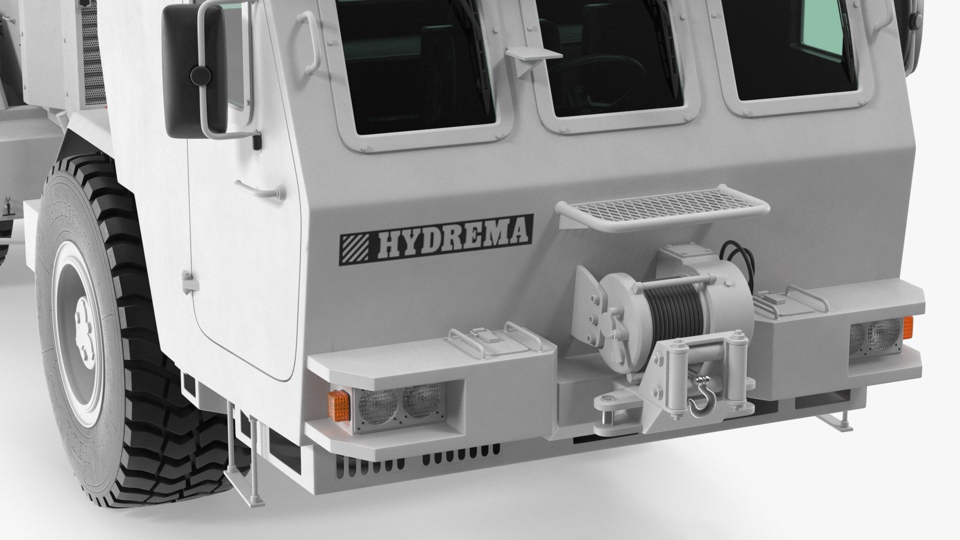 3D White Mine Clearing Vehicle Hydrema 910 Rigged