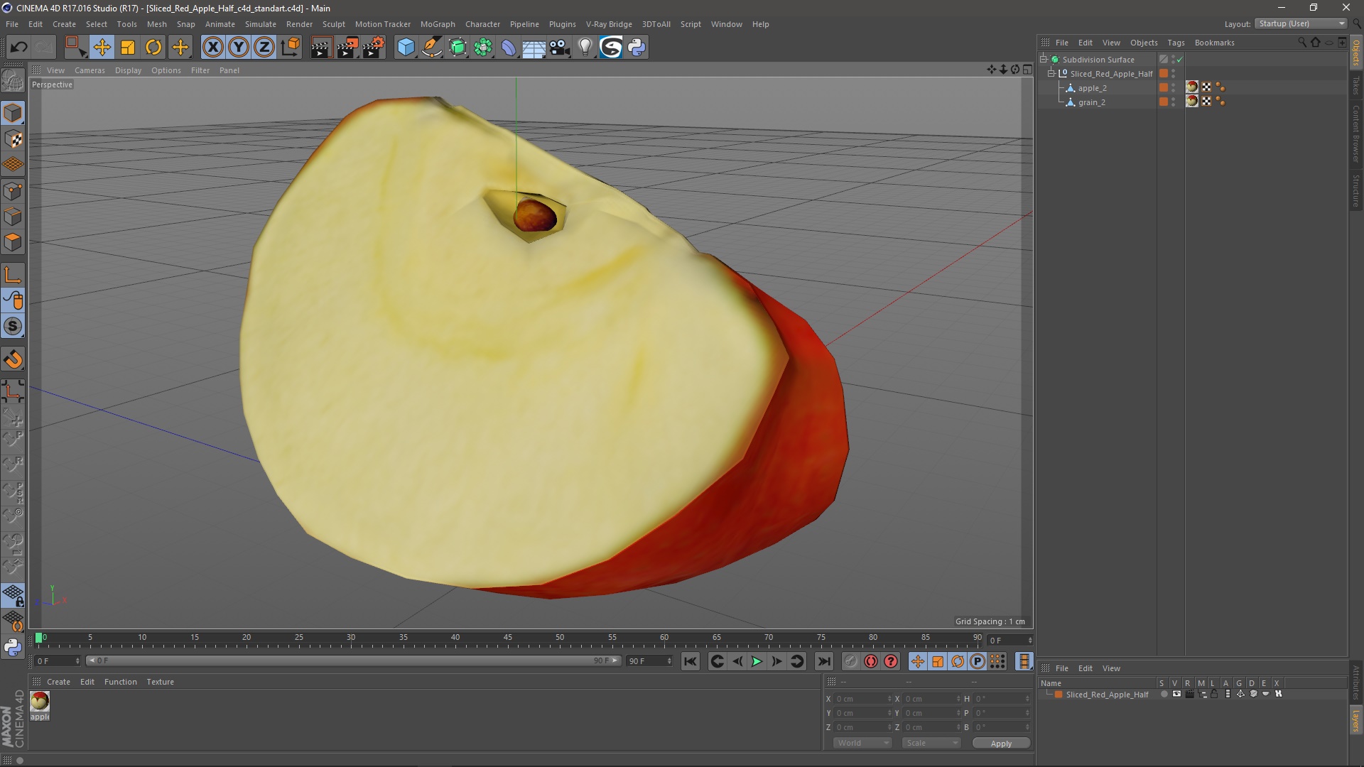3D Sliced Red Apple Half