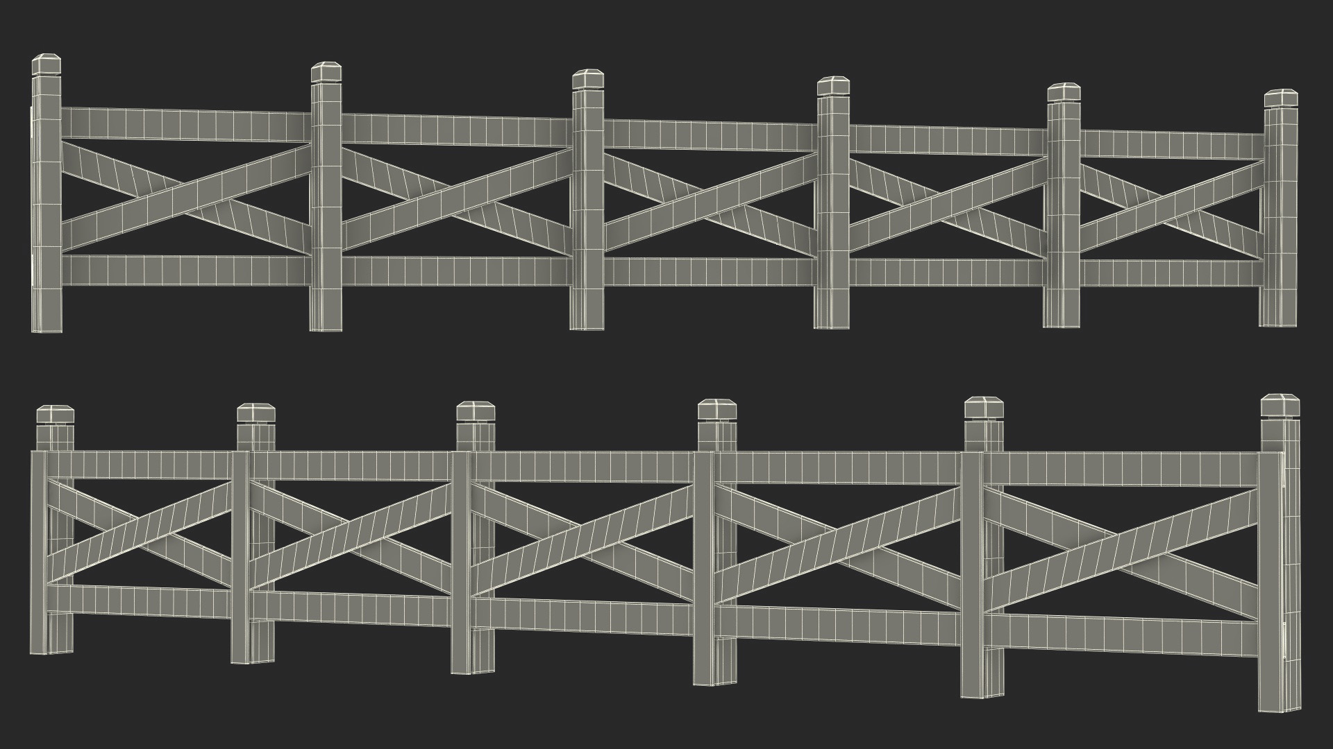 Ranch Fence White 3D