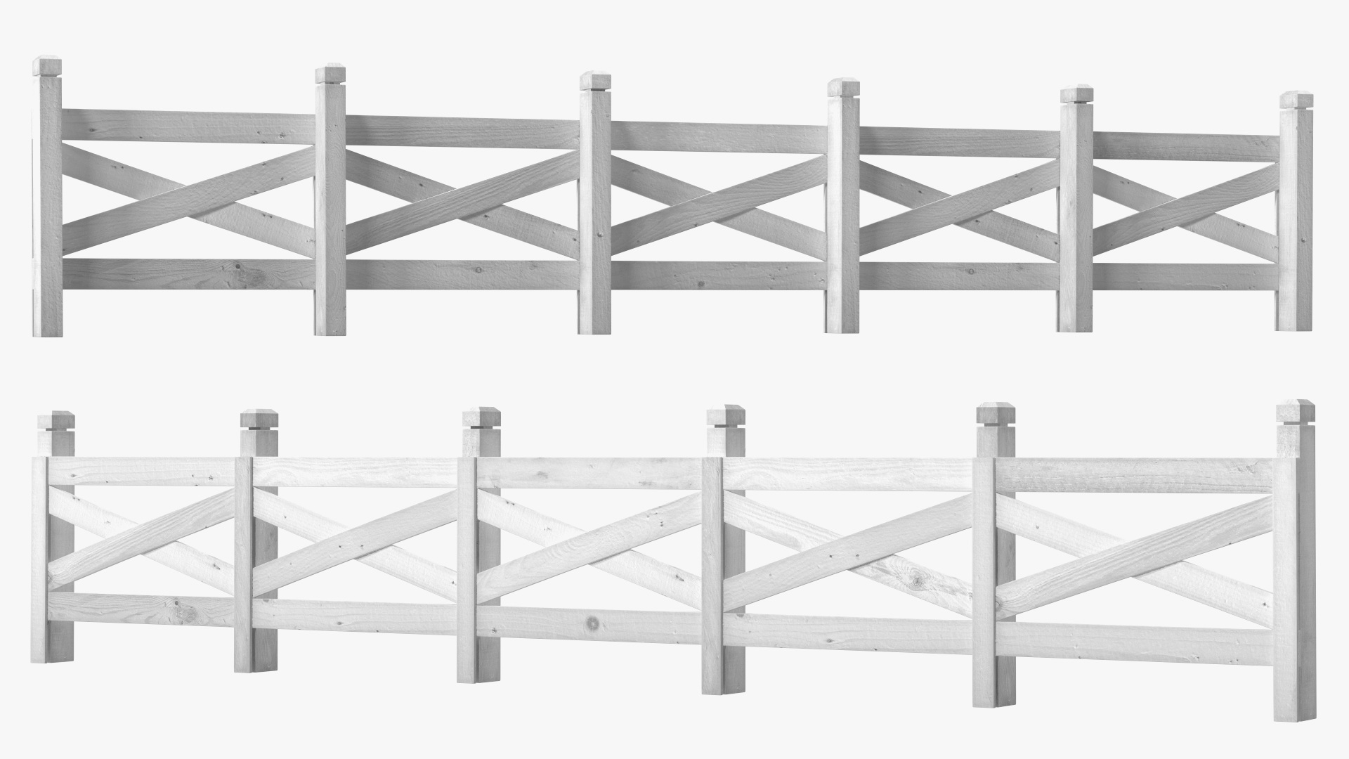 Ranch Fence White 3D