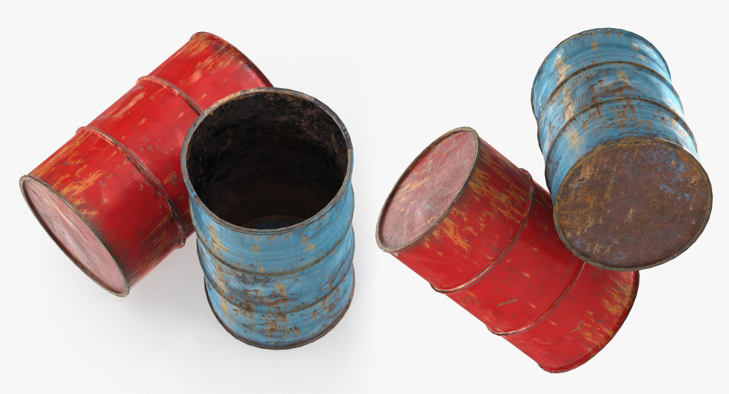 3D Rusty Waste Oil Drums