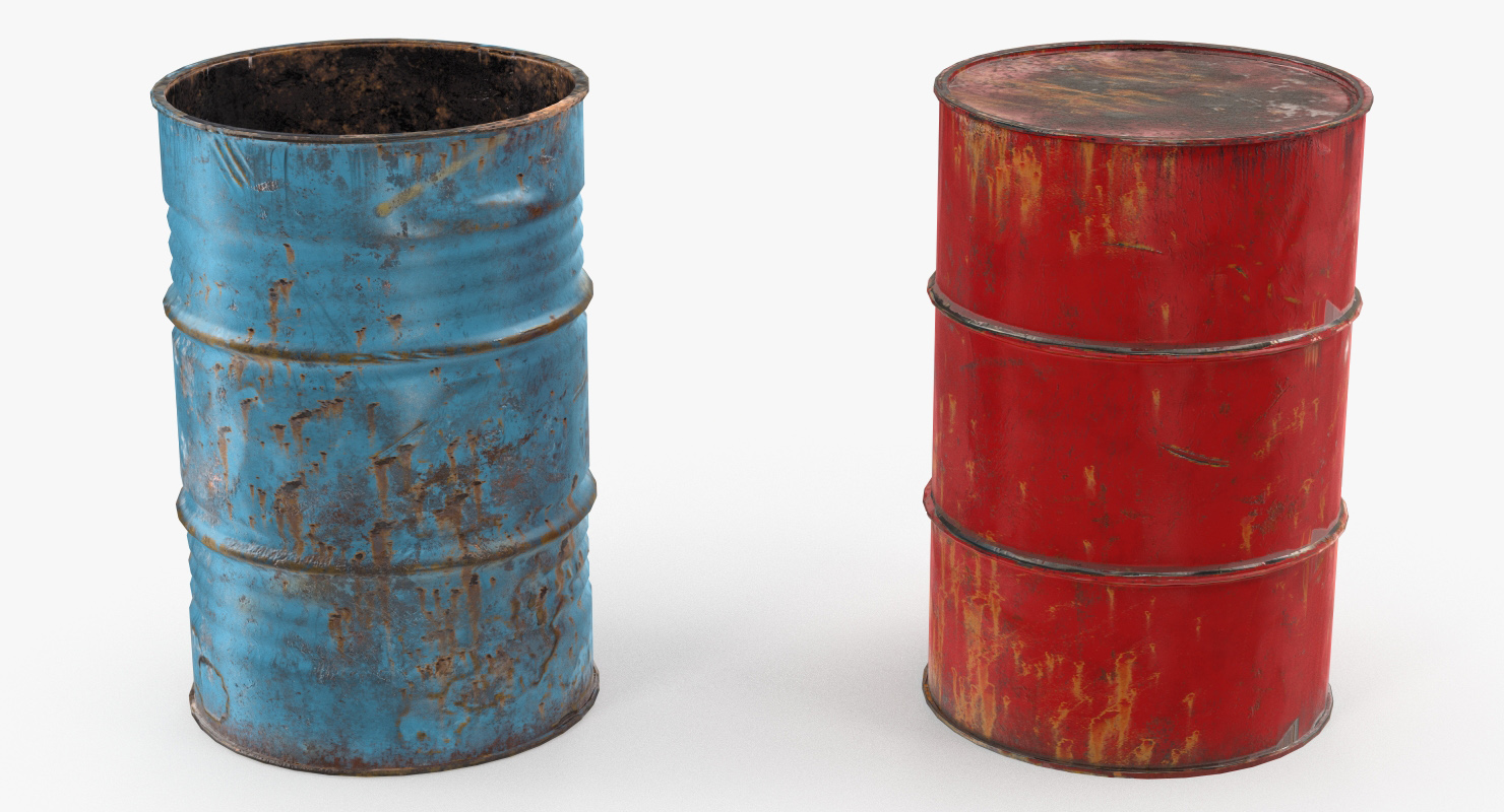 3D Rusty Waste Oil Drums