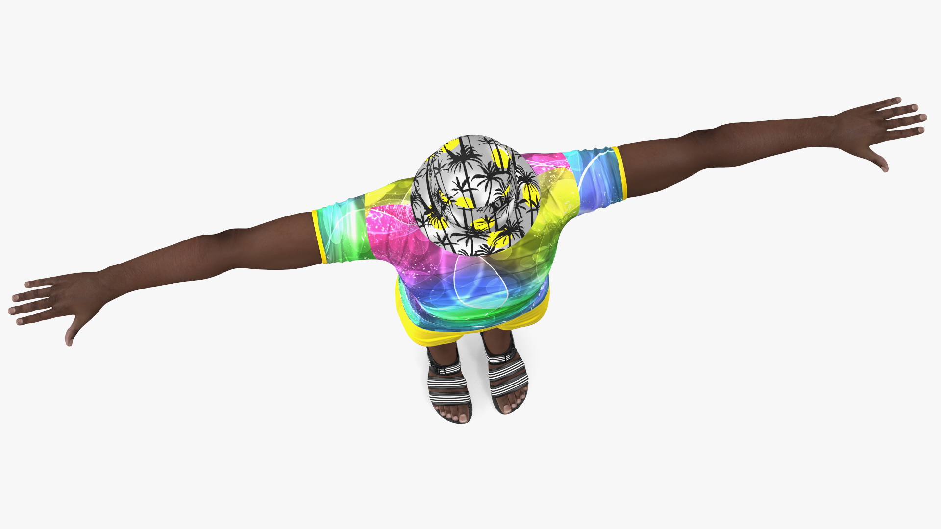 Dark Skin Teenager Beach Style T Pose 3D