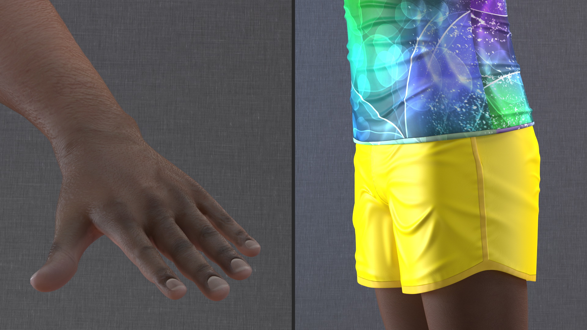 Dark Skin Teenager Beach Style T Pose 3D