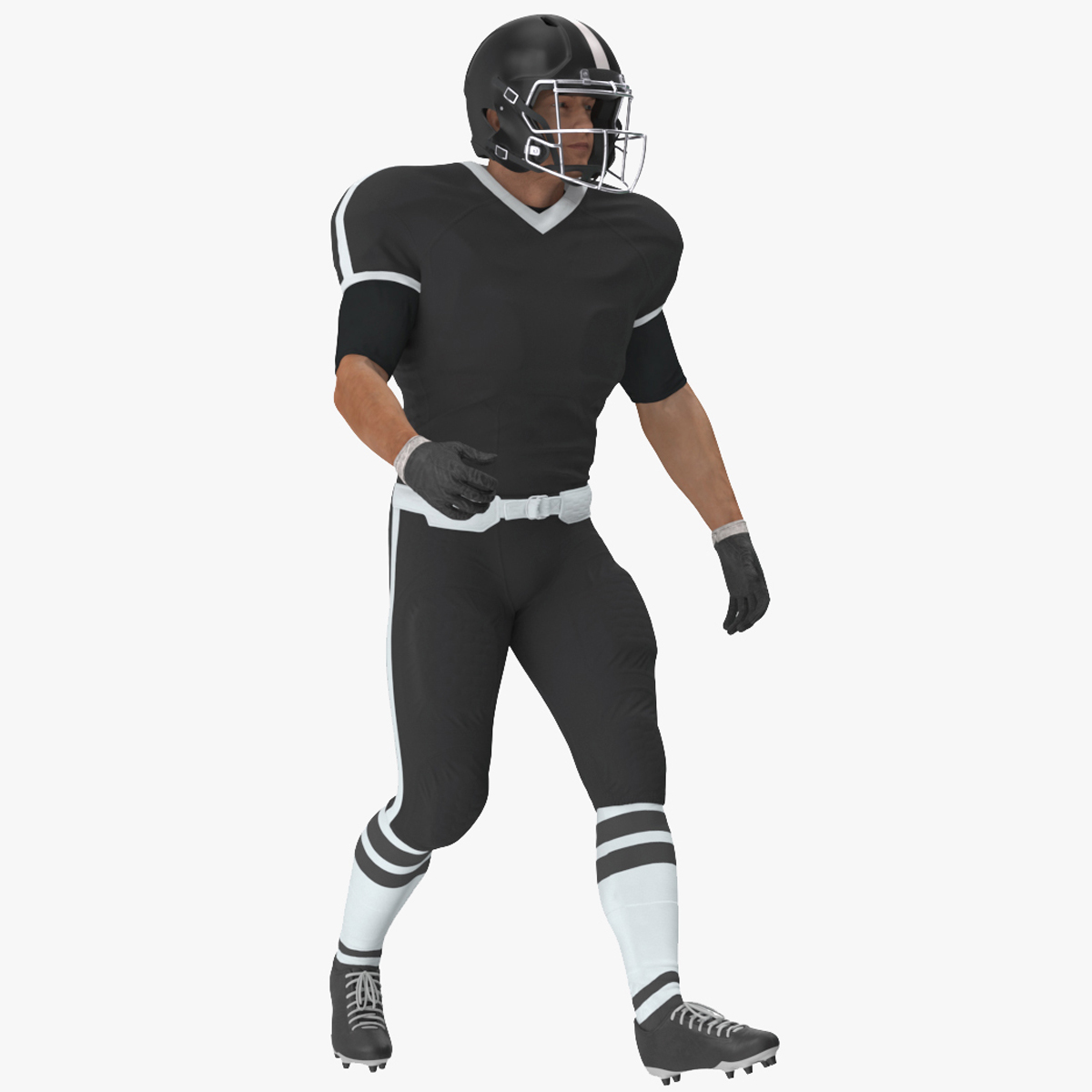 3D model Black Uniform Football Player Rigged for Maya
